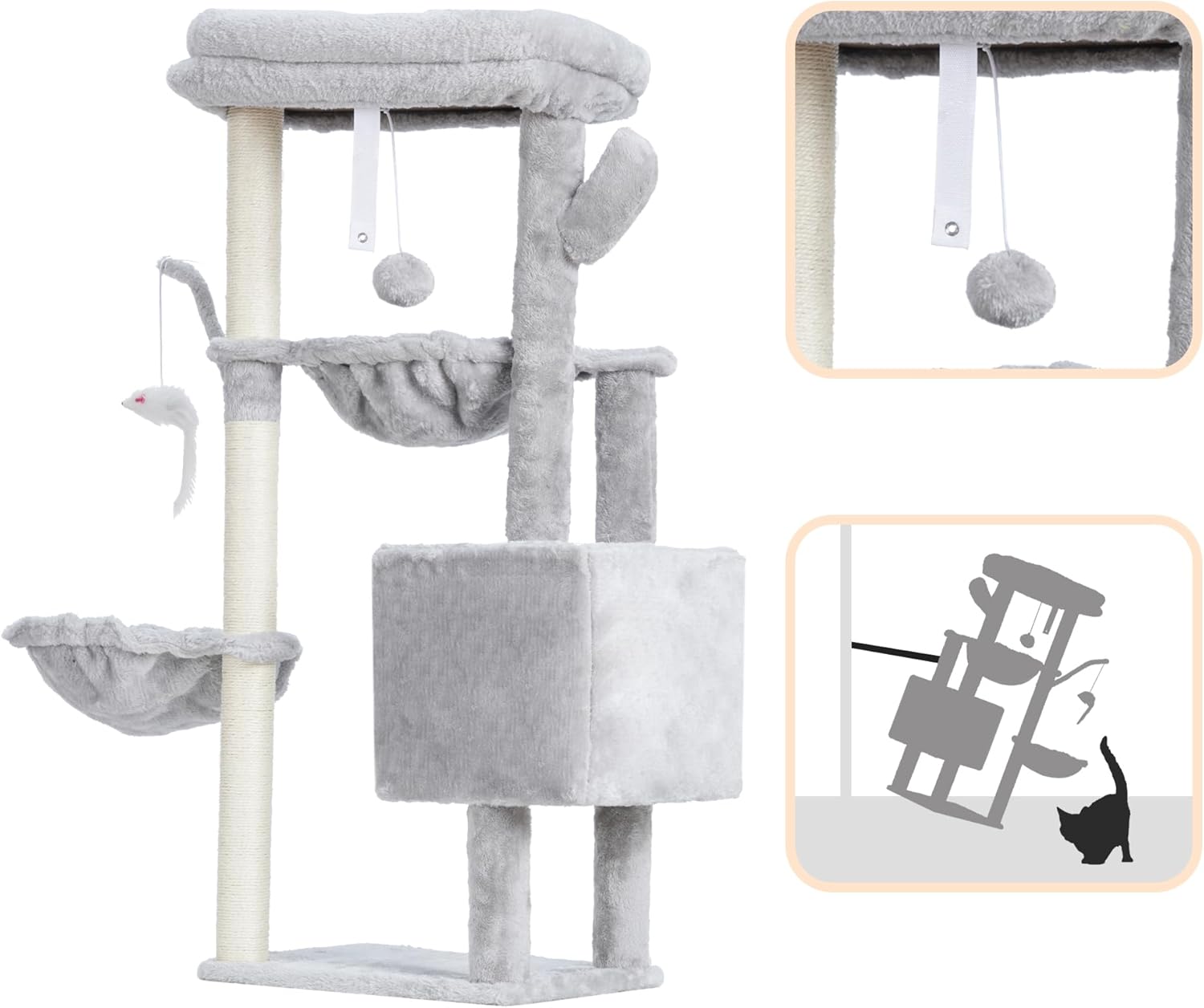 Heybly Cat Tree, 39.4 Inches Tower Condo with Scratching Post, Cat Tow