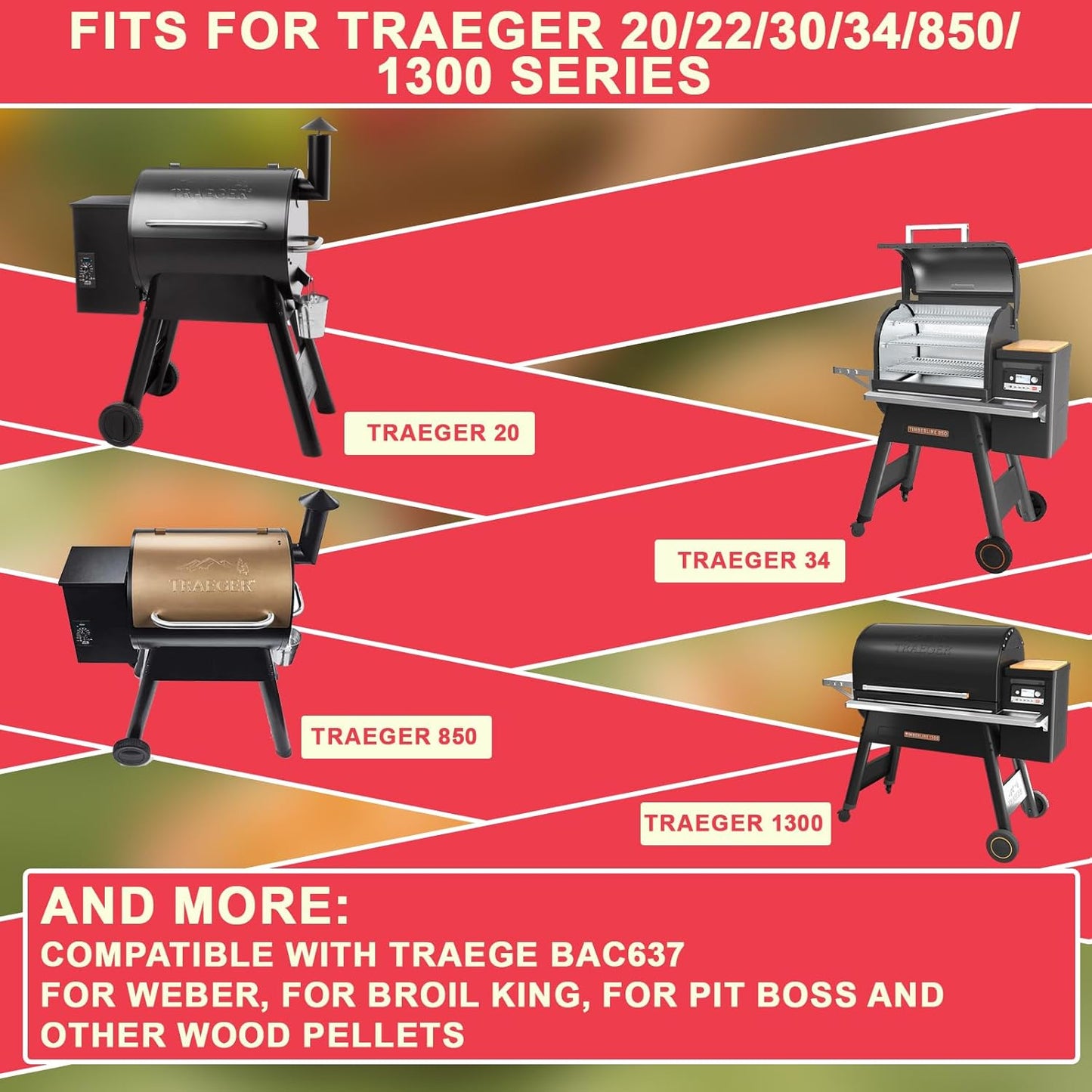 DcYourHome BAC637 Pellet Storage Bin for Traeger Grills, 22lb Capacity Keep Dry Containers with Locking Lid for Dog Food,Charcoal,Birdseed, Stackable Design Buket for Traeger Smoker Accessories