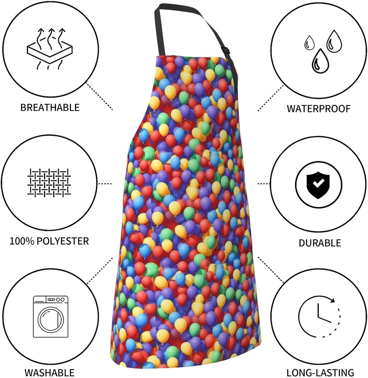 YANYU Cartoon Balloon Print 28x33 In Kitchen Apron Stylish Chef Apron 