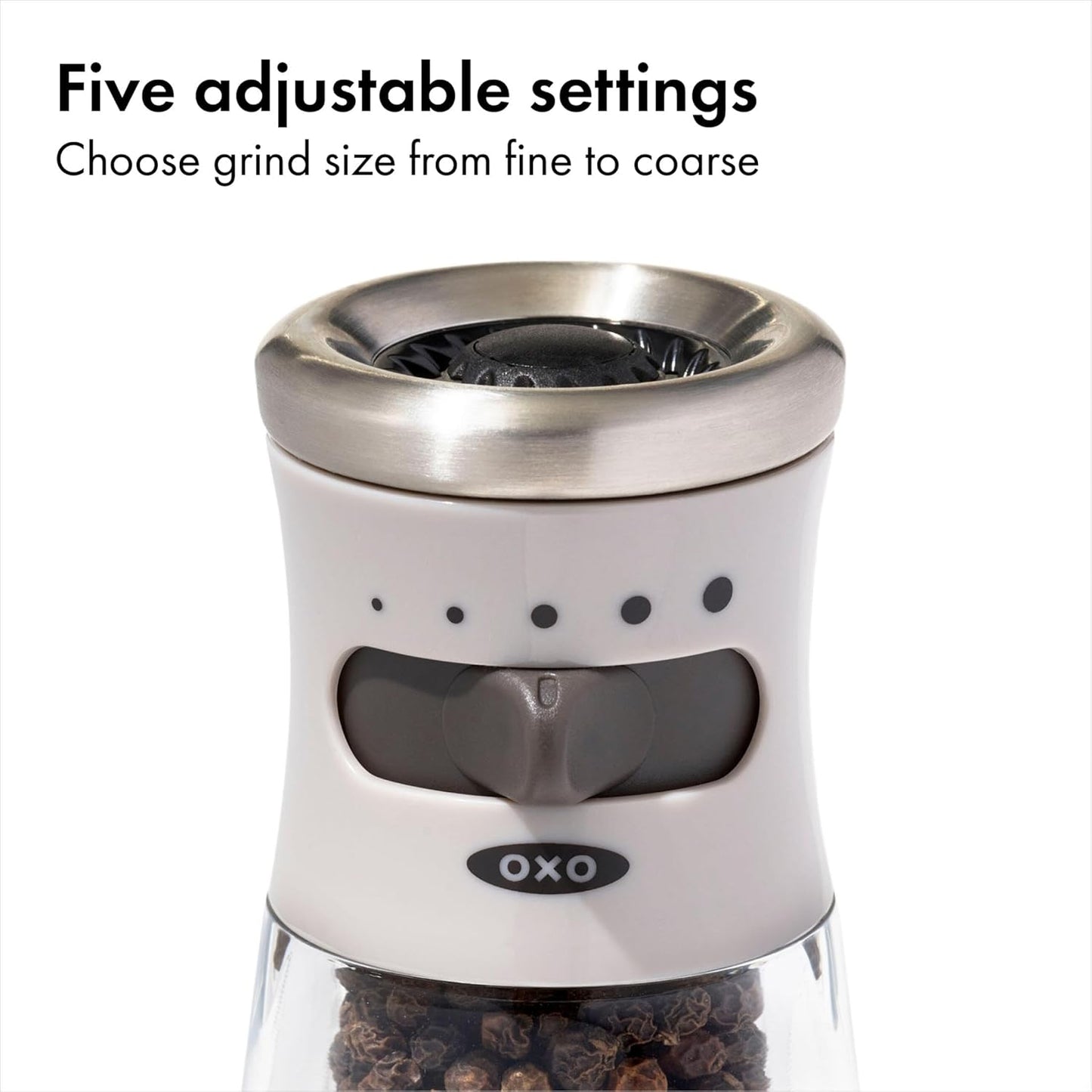 OXO Good Grips Contoured Mess-Free Pepper Grinder, Adjustable Ceramic 