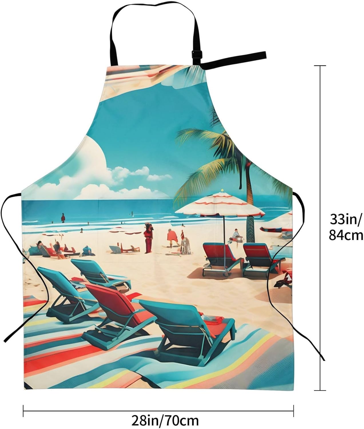 YANYU Beach Scenerys Print 28x33 In Kitchen Apron Stylish Chef Apron with Pockets for Cooking Baking Painting