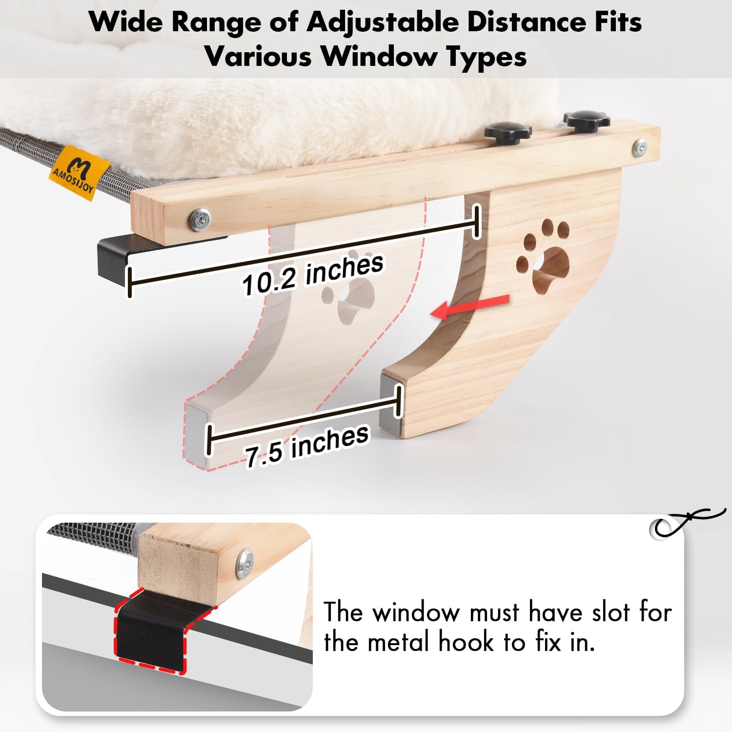 AMOSIJOY Cat Sill Window Perch Sturdy Hammock Seat with Cushion Bed Co