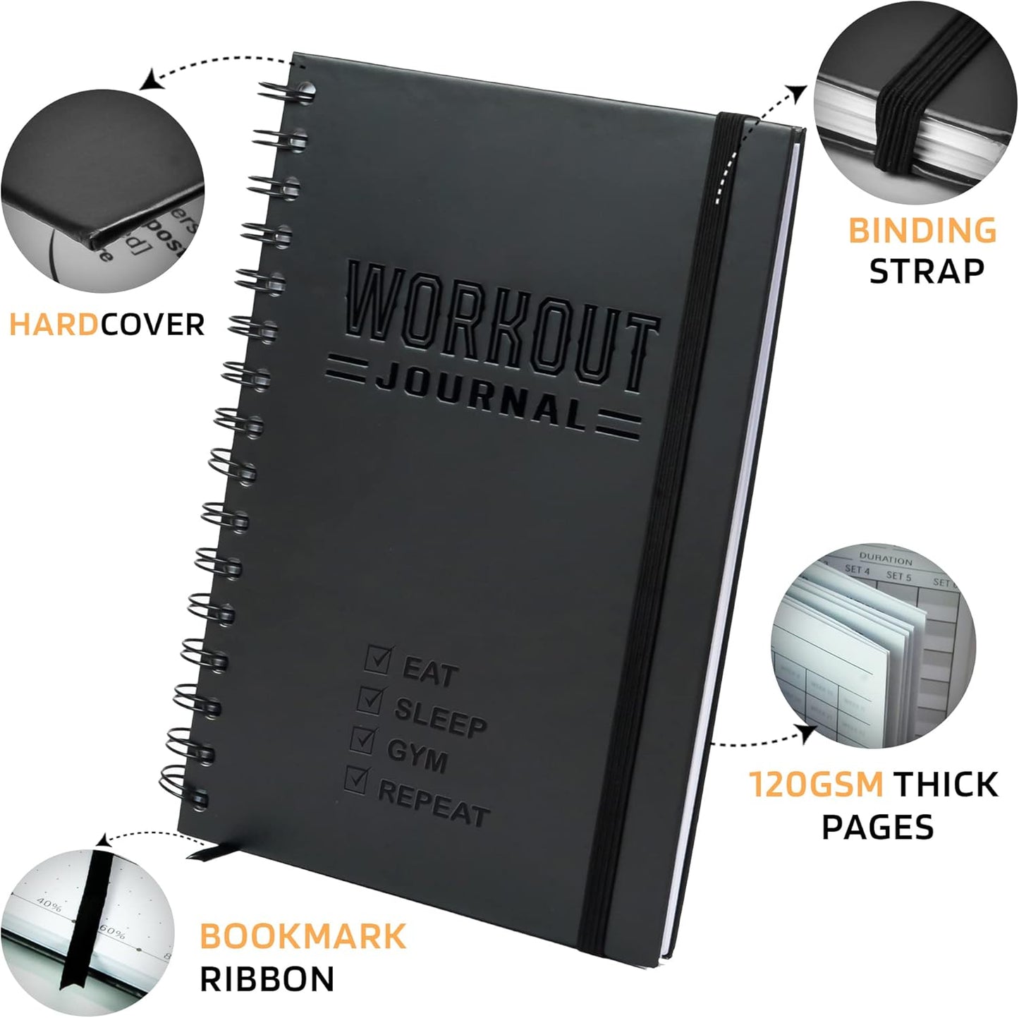 Nextnoid Hardcover Fitness Journal Workout Planner for Men & Women - A
