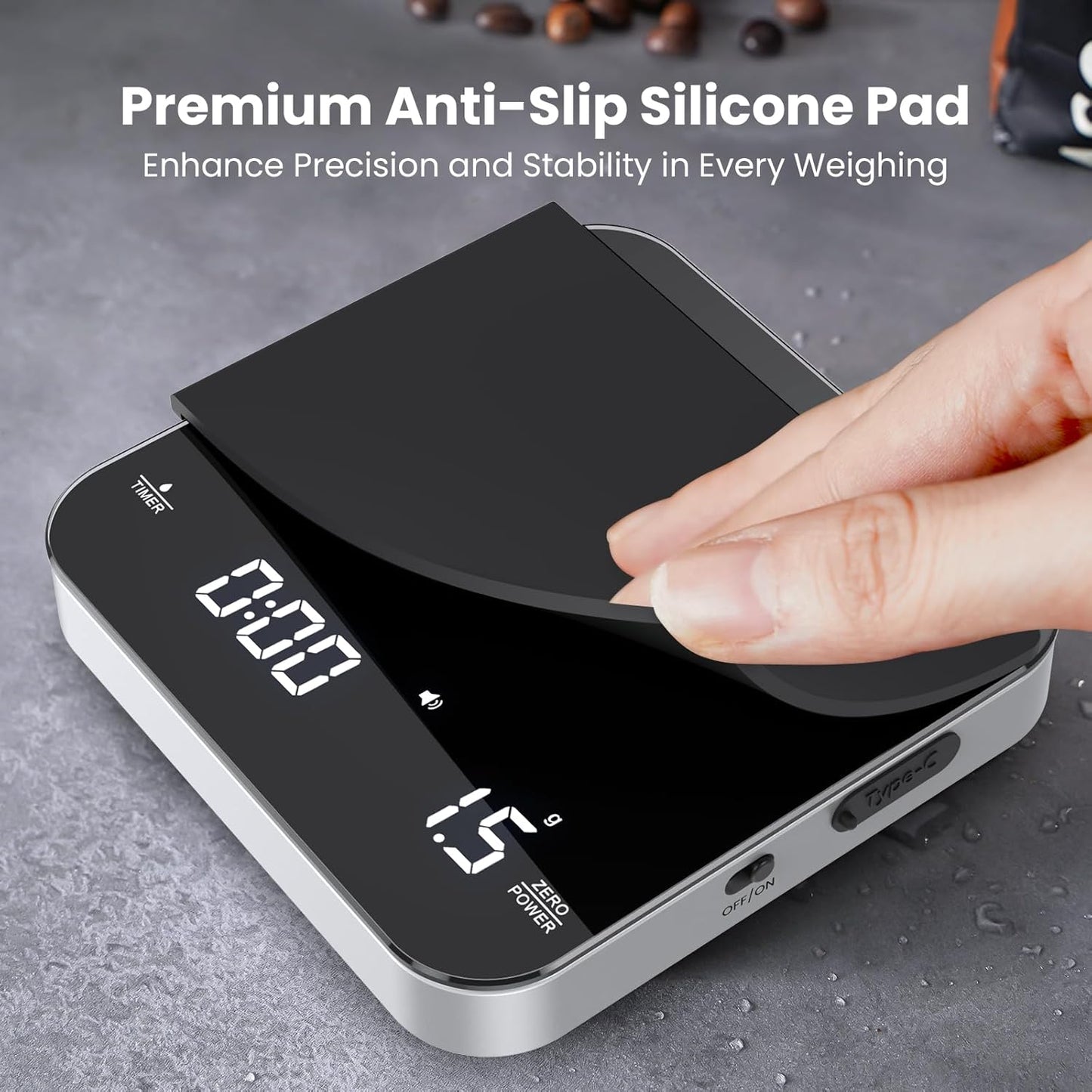 Maestri House Mini Coffee Scale with Timer, USB-C Rechargeable Espress
