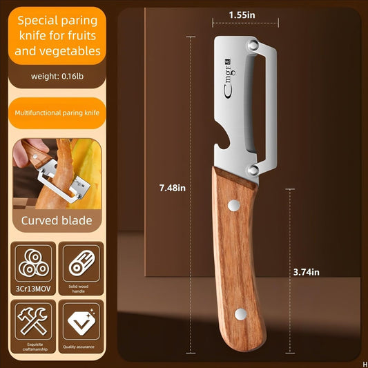 Premium Vegetable Peeler with Wooden Handle and Bottle Opener Stainles