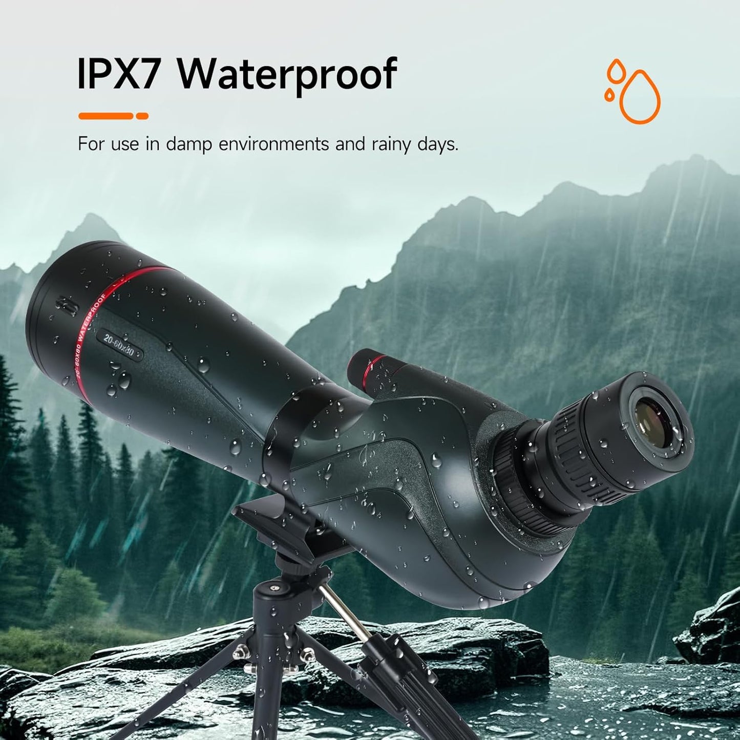 SVBONY SV406 20-60x80 Spotting Scope with Tripod, HD Optical System with BAK4 Prism, Waterproof & Fogproof, 1.25'' Removable Eyepiece, Spotting Scopes for Target Shooting, Bird Watching