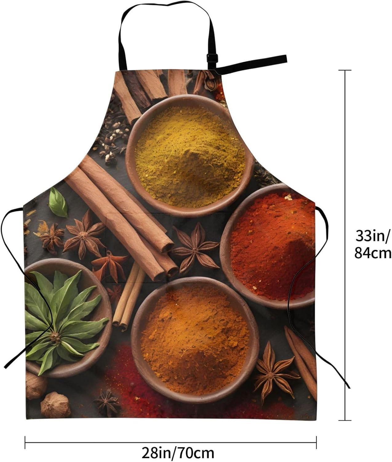 YANYU Spices Print 28x33 In Kitchen Apron Stylish Chef Apron with Pock
