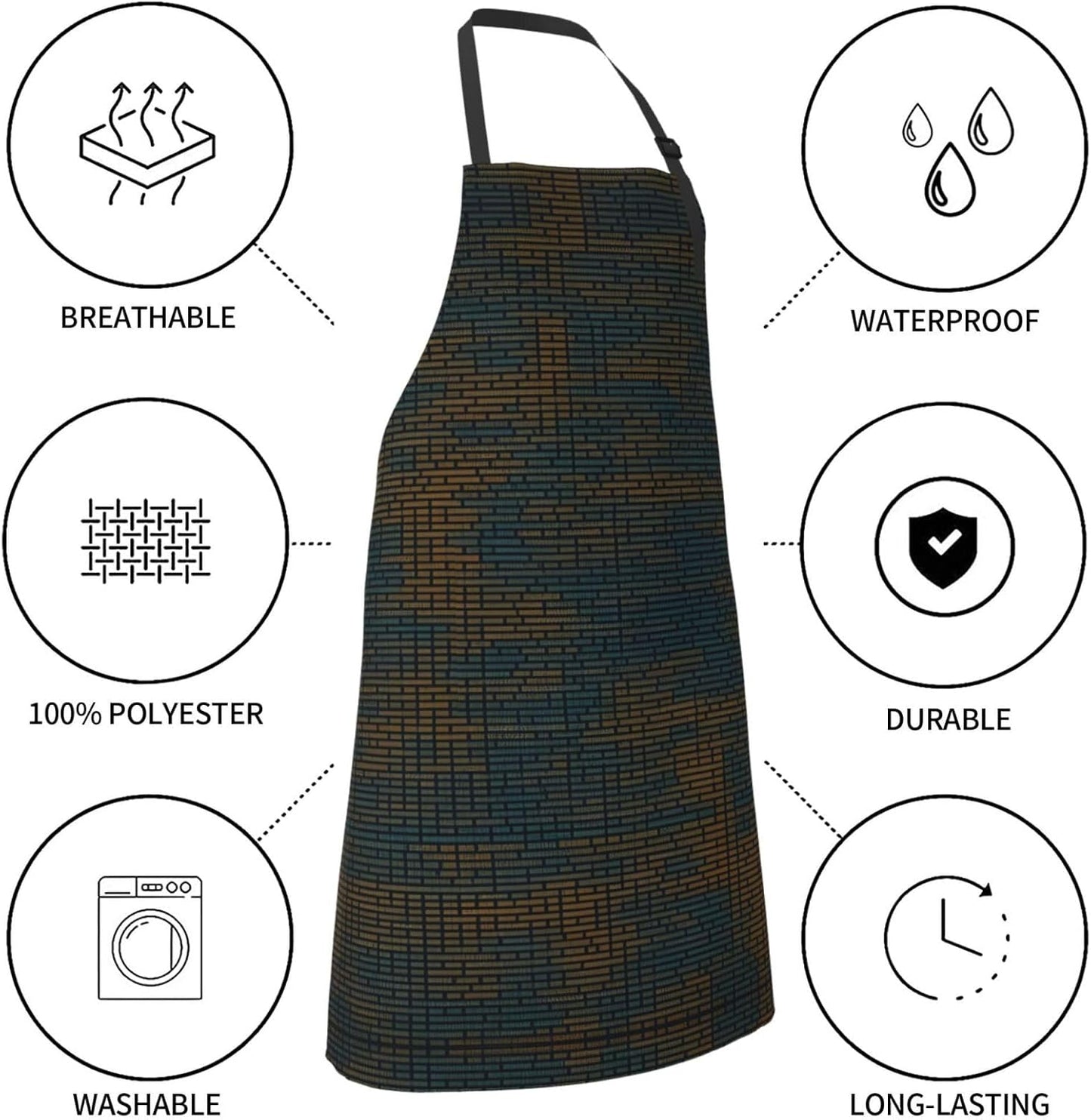 Programming Code 1 print Waterproof chef's apron with pocket apron for kitchen cooking baking barbecue and gardening