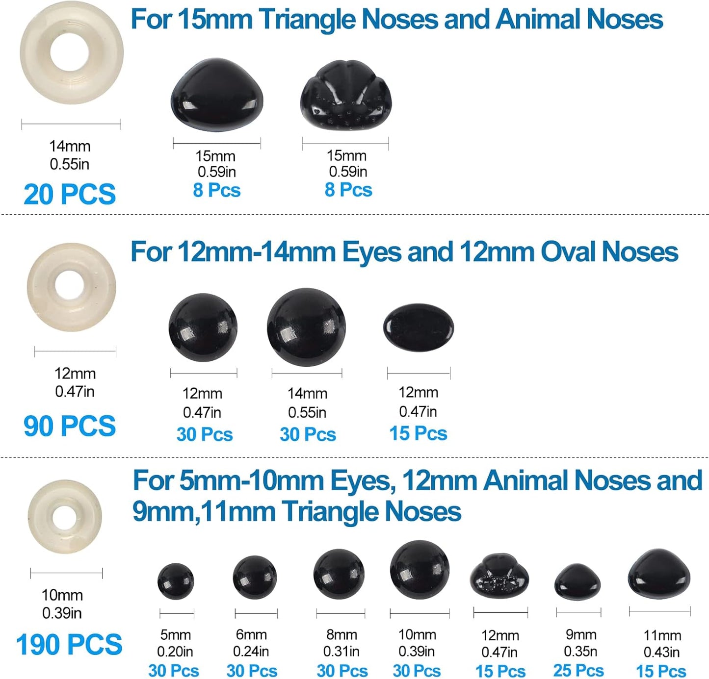 Yexixsr 566PCS Safety Eyes for Amigurumi, Various Sizes Crocheting Saf