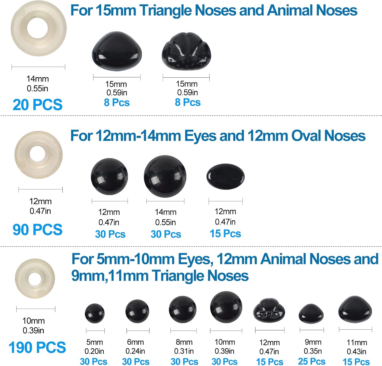 Yexixsr 566PCS Safety Eyes for Amigurumi, Various Sizes Crocheting Saf
