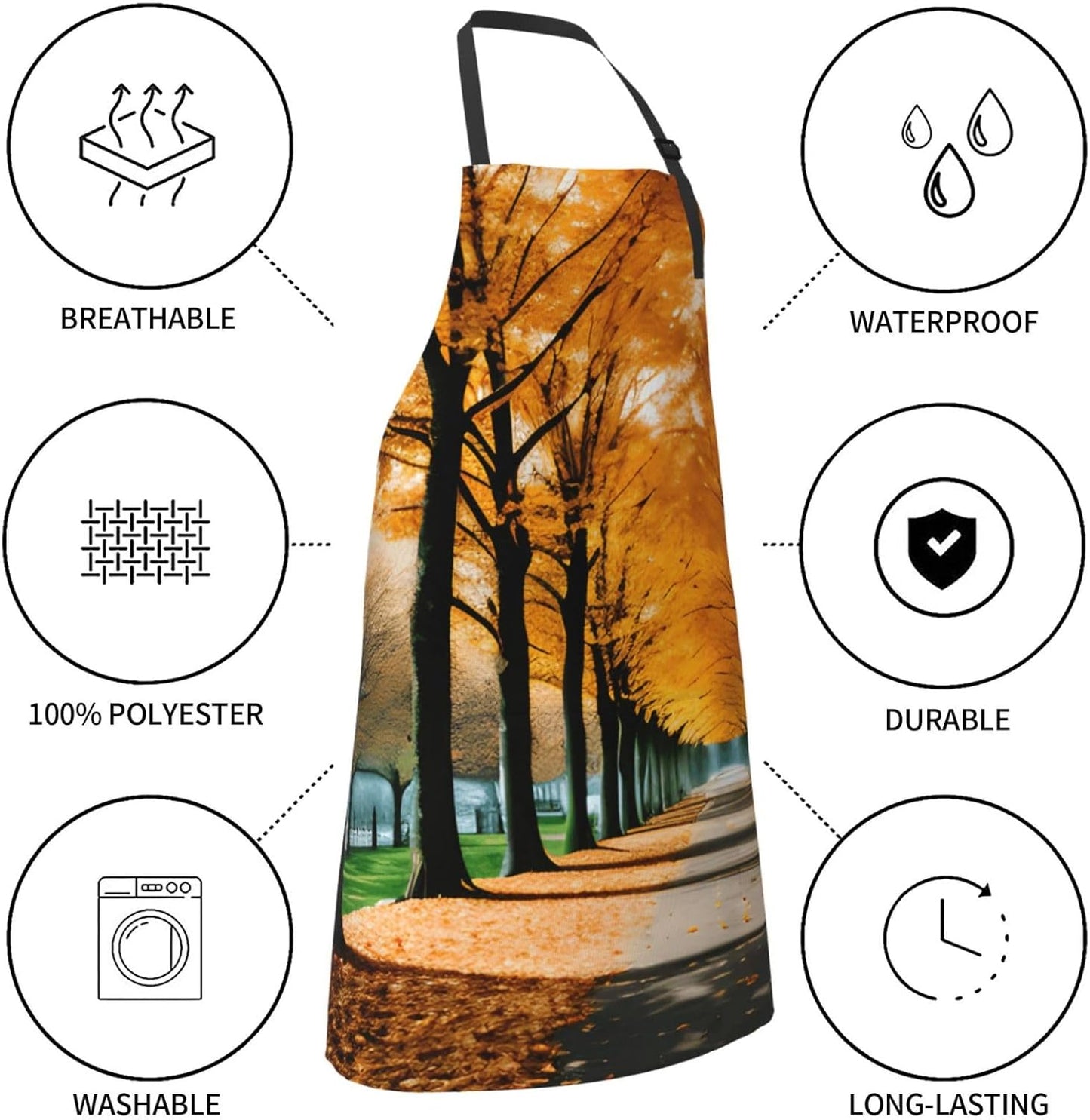 YANYU Autumn leaves Print 28x33 In Kitchen Apron Stylish Chef Apron with Pockets for Cooking Baking Painting