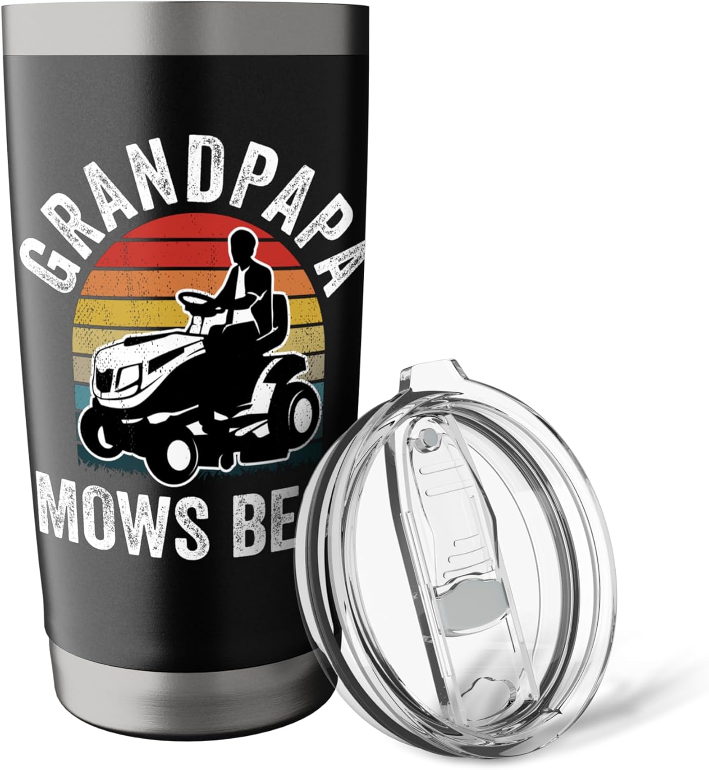 Grandpapa Mows Best Funny Gardener Lawn Care Father's Day Stainless Steel Insulated Tumbler