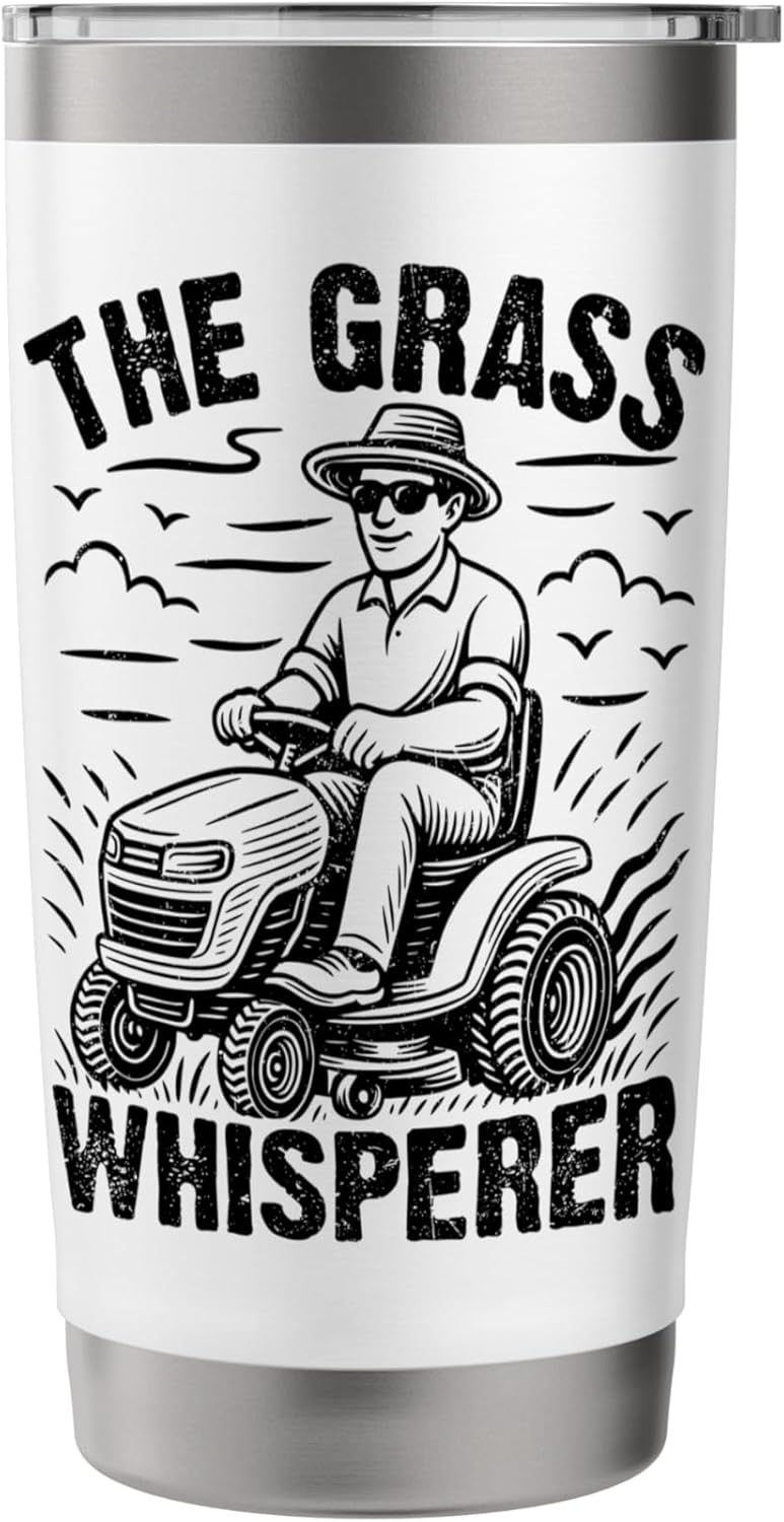 The Grass Whisperer Landscaping Gardener Lawn Mowing Stainless Steel Insulated Tumbler