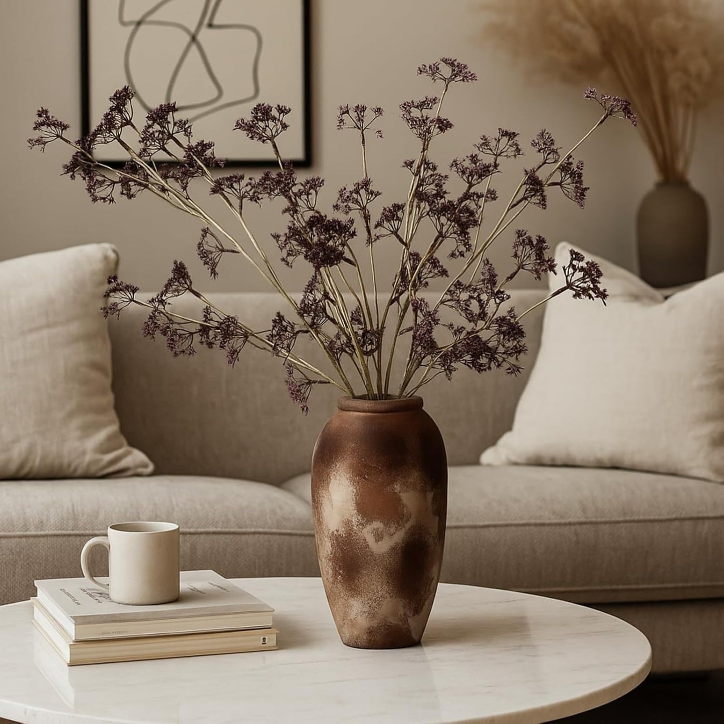 6 Pcs Dusty Plum Berry Stems Spring Faux Eucalyptus Seed Artificial Branches Faux Sedum Berry Spray Picks for Home Mantel Vase Farmhouse Garden Wedding DIY Decorations(Plum)
