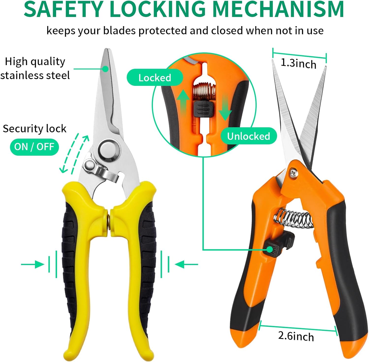 Garden Pruning Shears 3 Pack Gardening Shears Garden Scissors Stainles