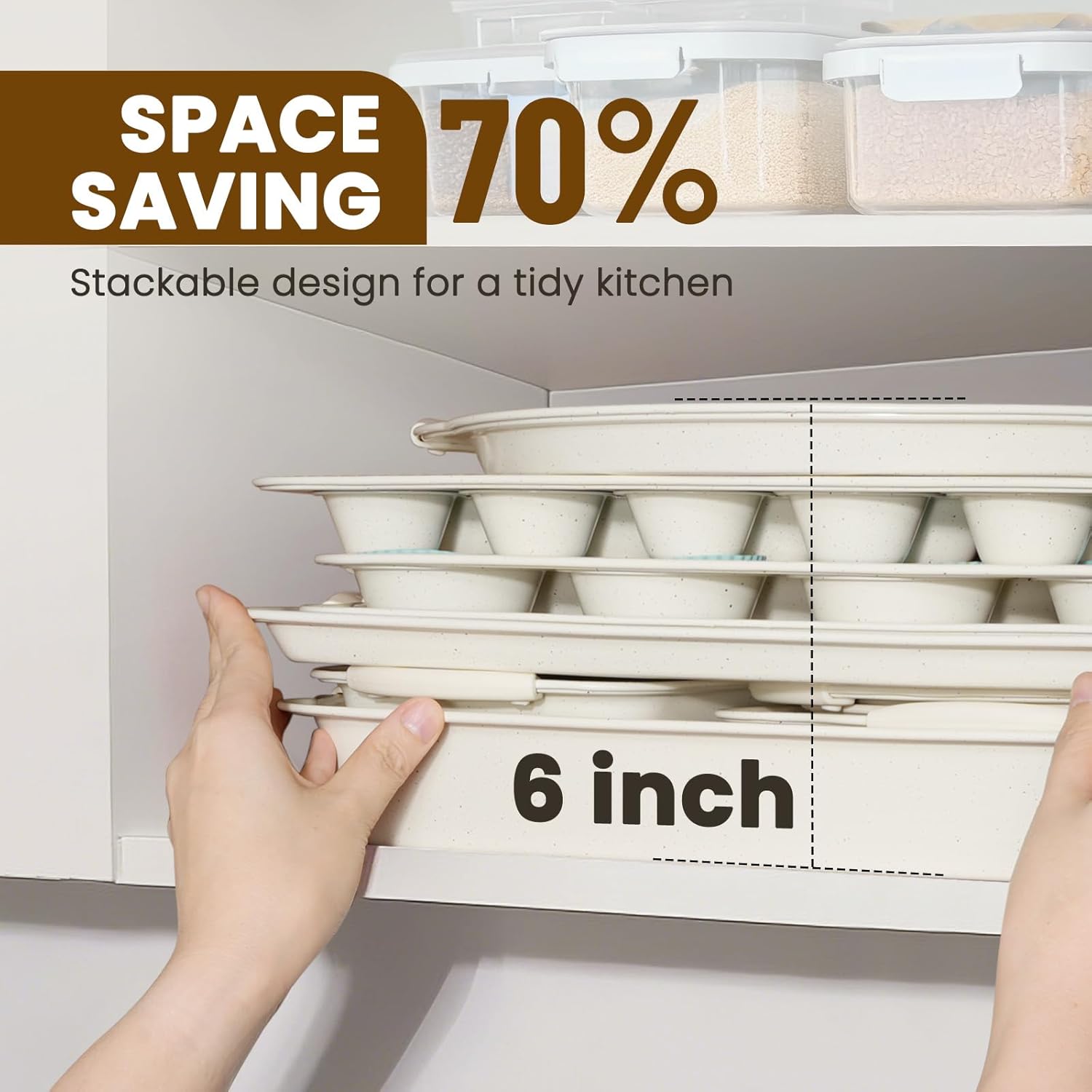 Kikcoin 22 PCS Nonstick Baking Pans Set, Stackable Bakeware Sets with 