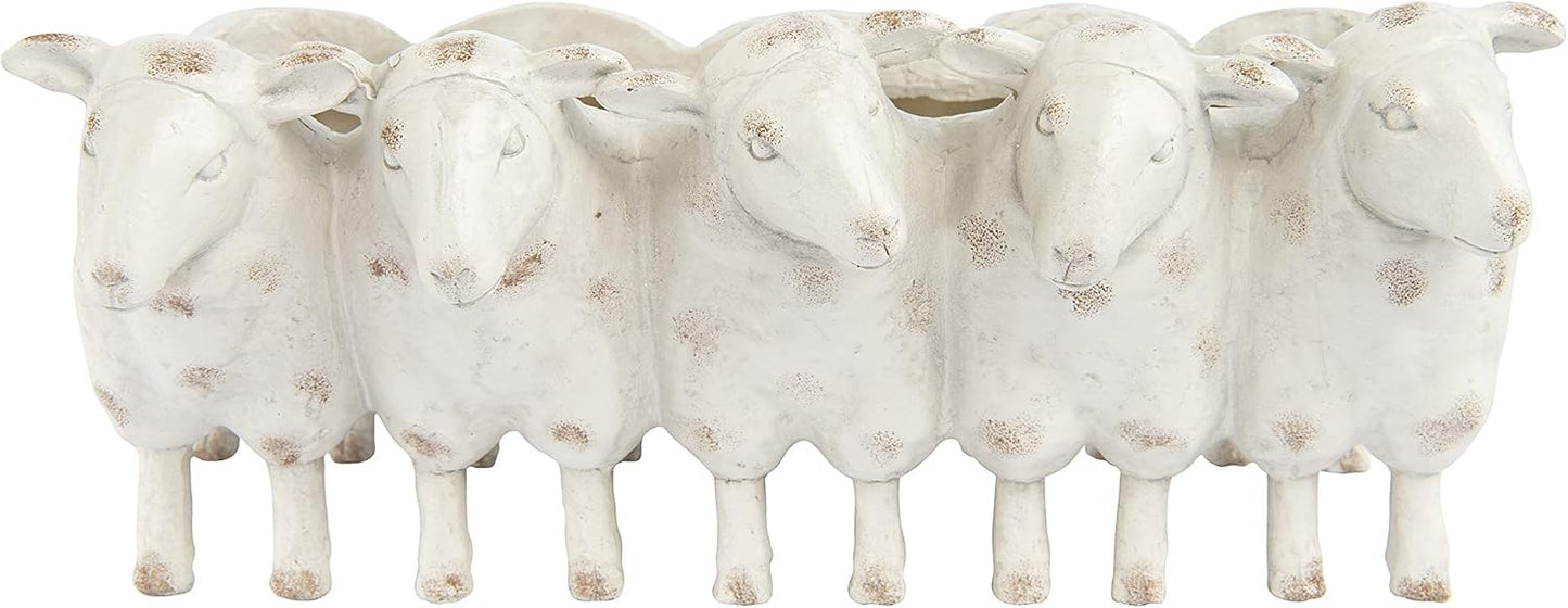 Creative Co-Op Farmhouse Resin Sheep Planter, Cream