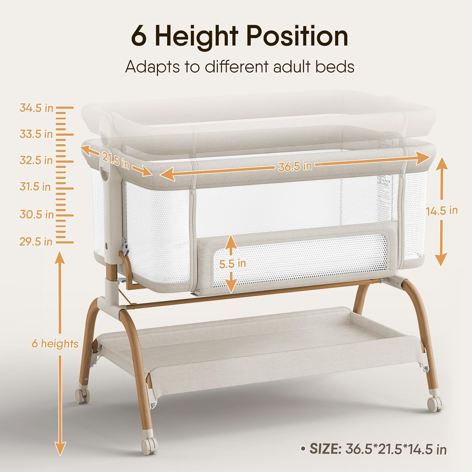 Baby Bassinet Bedside Crib, 3-in-1 Baby Bassinet Bedside Sleeper with 