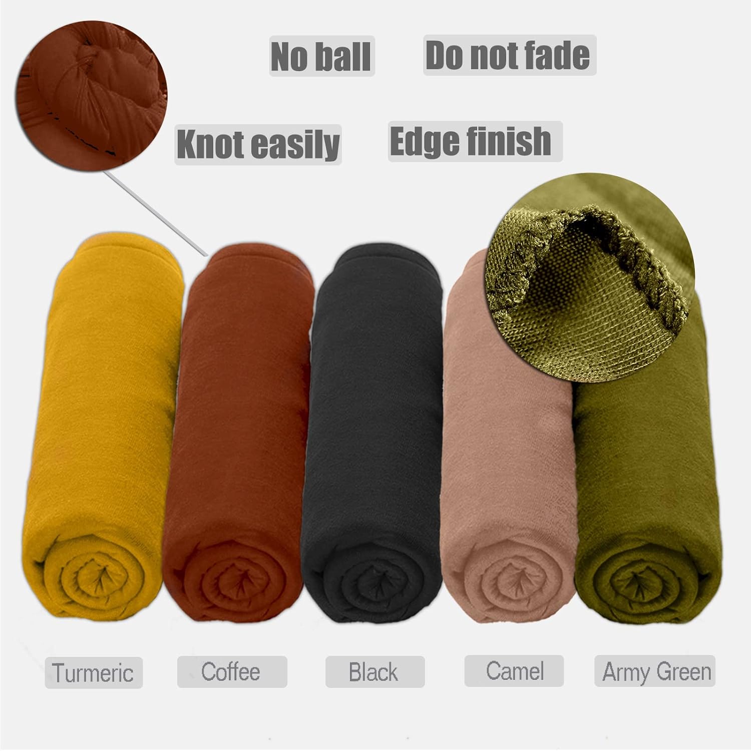 ZRQ 5 Pieces Solid Color Multicolor Combination Stretch Hijab Extra Lo