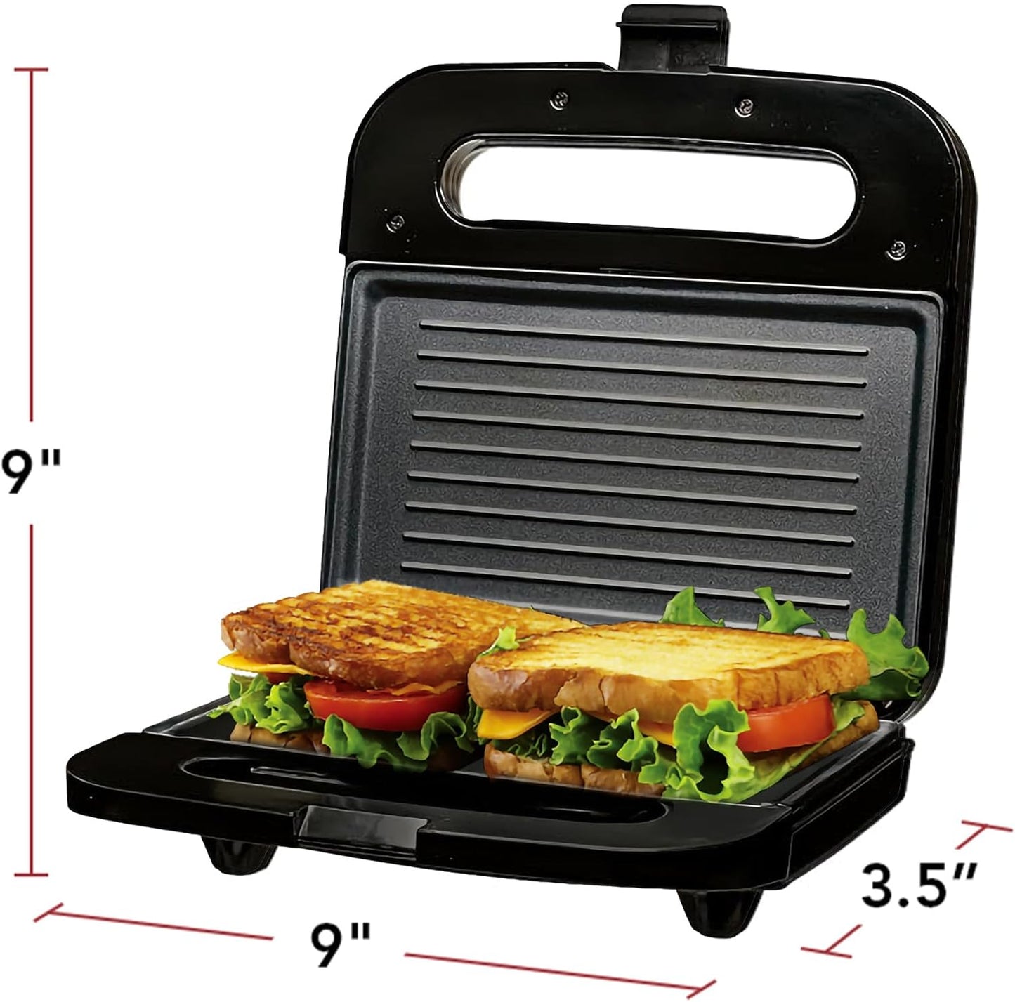 OVENTE Electric Panini Press Grill with Nonstick Plates, LED Indicator Lights, Thermostat Control, Cool Touch Handle, Compact Sandwich Maker Perfect for Cooking Breakfast, Snacks & More, Black GP0401B