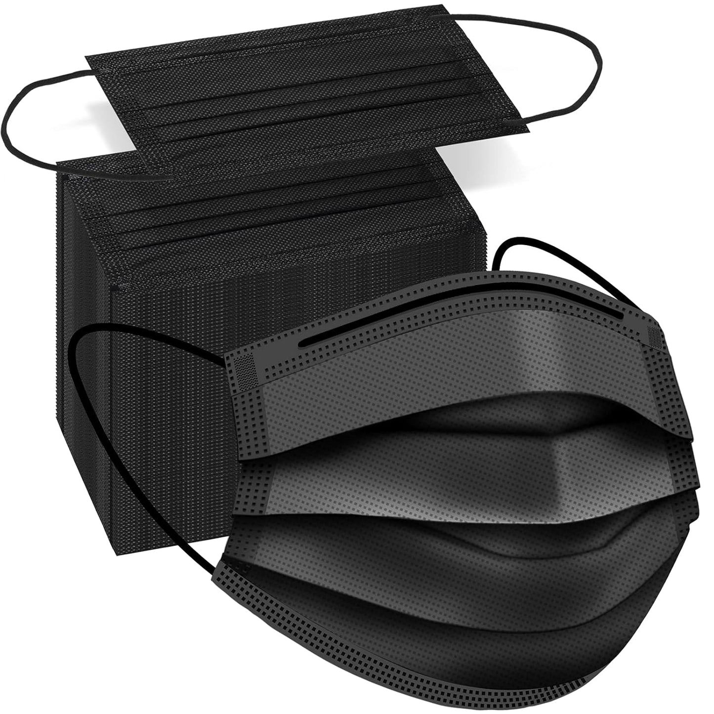 100 PCS Disposable Face Masks, Black Disposable Masks, 3 Ply Protectio
