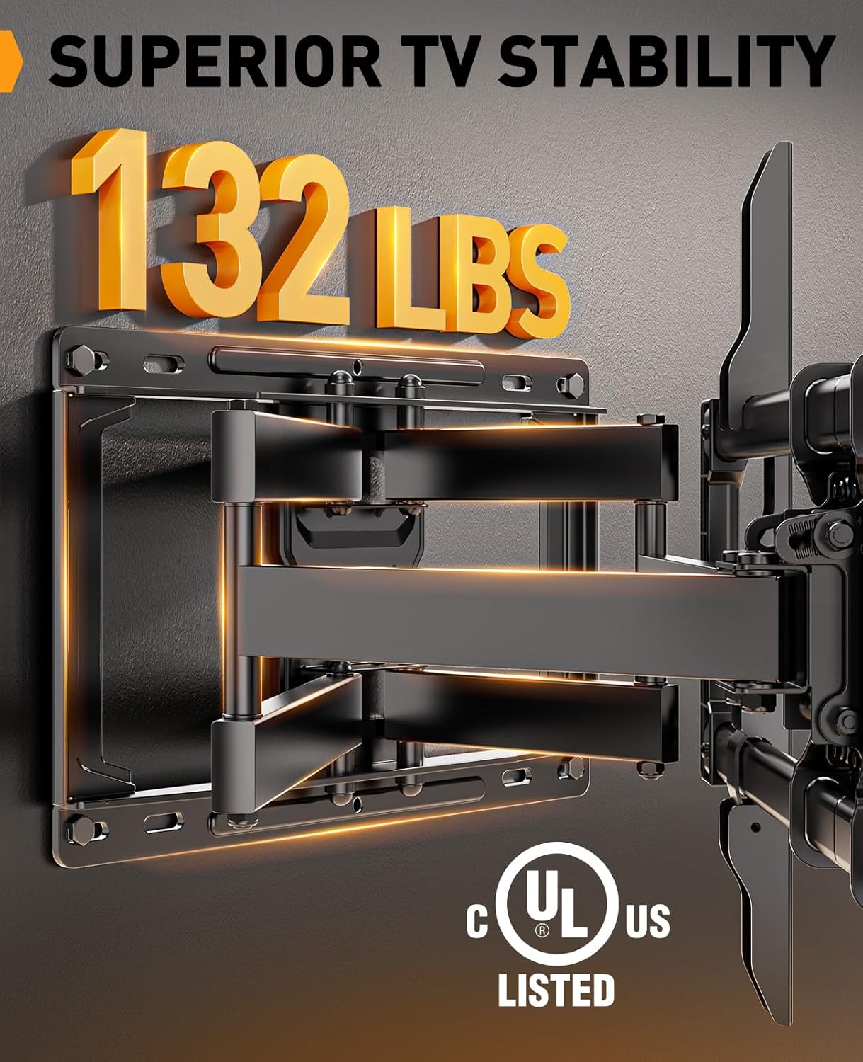 Perlegear Full Motion TV Wall Mount, Heavy Duty TV Mount for 42 55 65 
