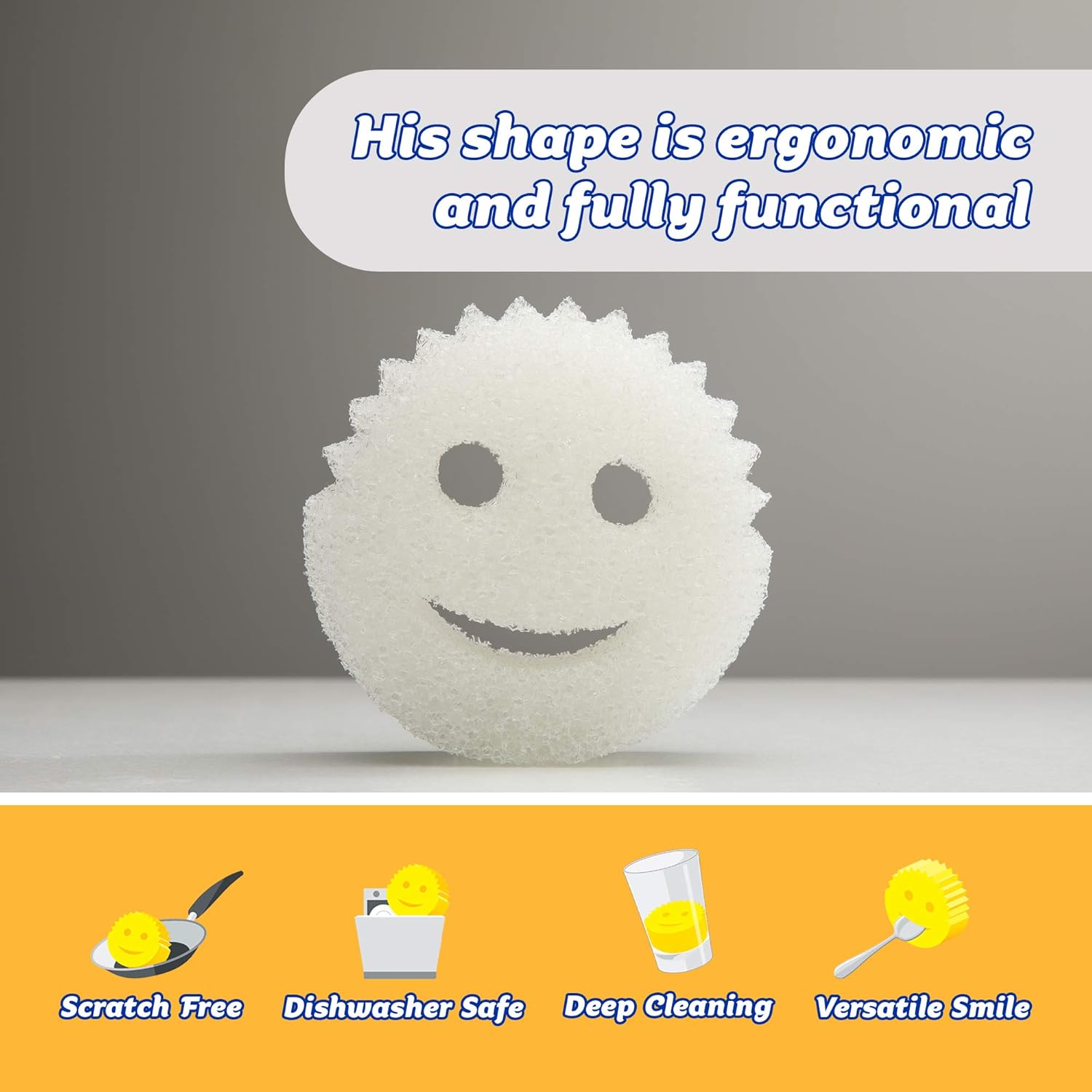 Scrub Daddy Sponge - Dye Free - Scratch-Free Scrubber for Dishes and H