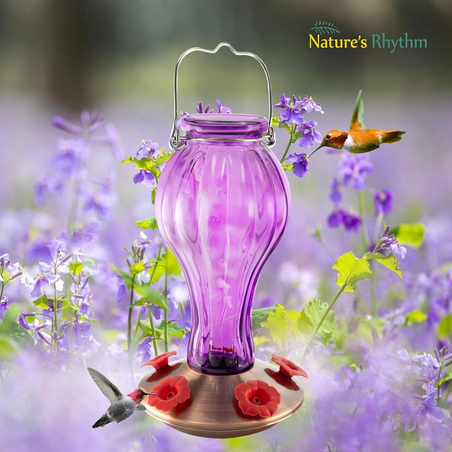 Nature's Rhythm Outdoor Mesh Feeder Metal Mesh Bird Feeder Purple Ball