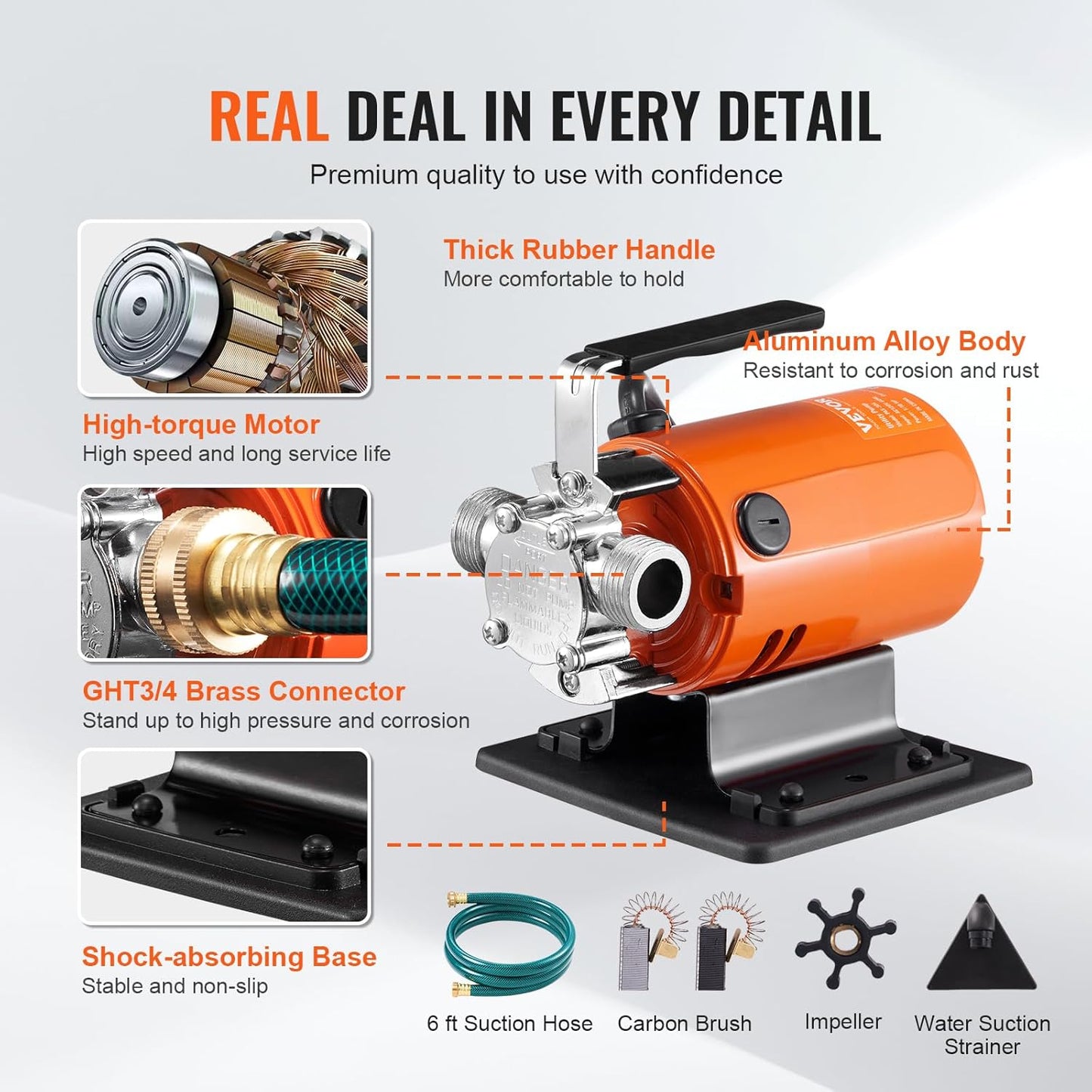 VEVOR Water Transfer Pump 115V, Utility Pump, 360 GPH Larger Flow, 46F