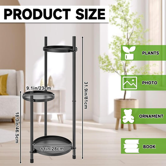 3-Tier Metal Plant Stand for Indoor & Outdoor, Heavy Duty Corner Flowe