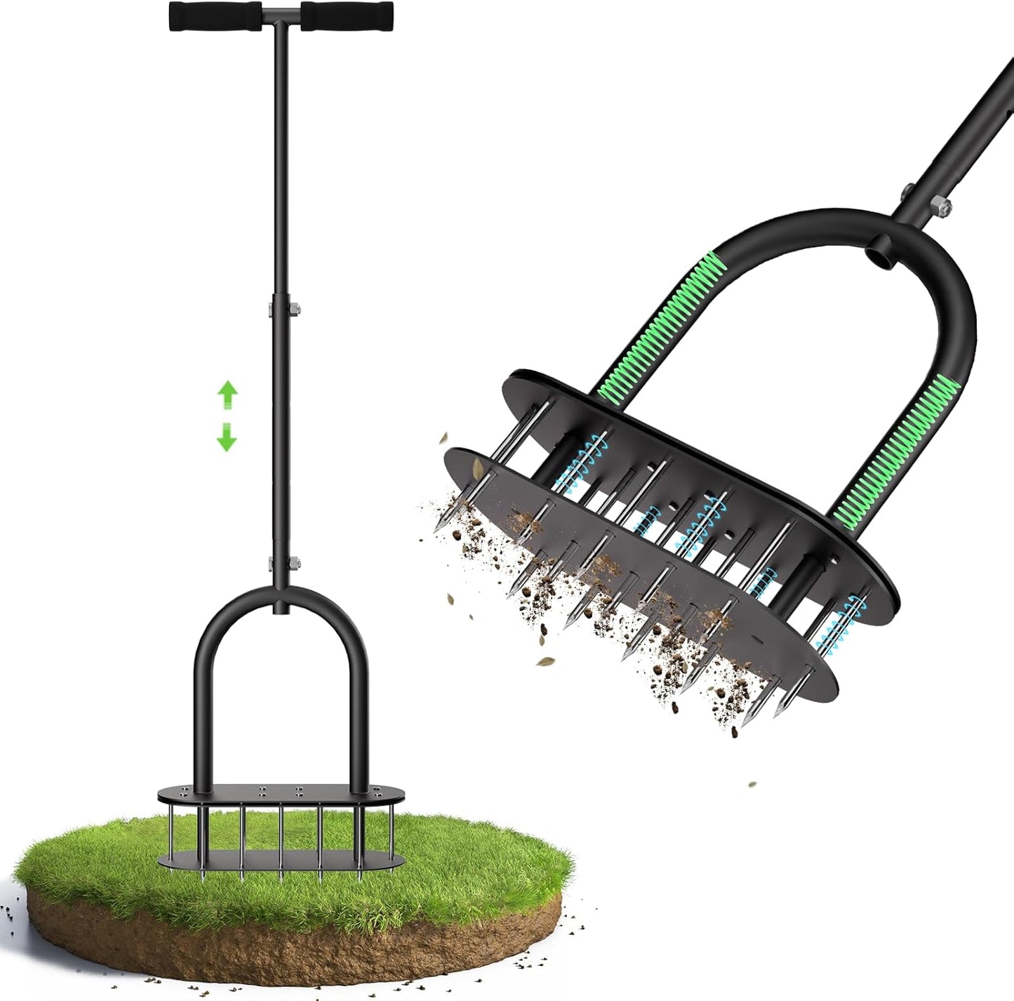 seasky Lawn Aerator, Manual Lawn Aerator Tool with Padded T-Handle, Wi