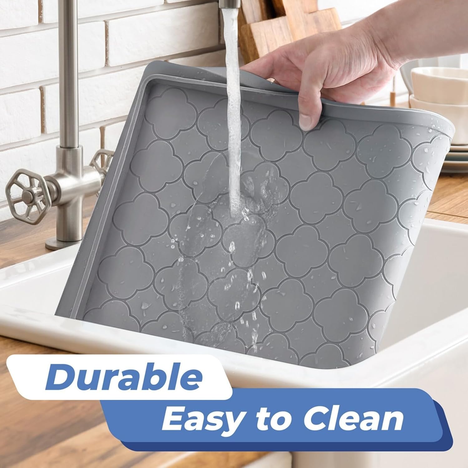 Jin&Bao Waterproof Under Sink Mat 34" x 22", Thick Silicone Mat Cabine