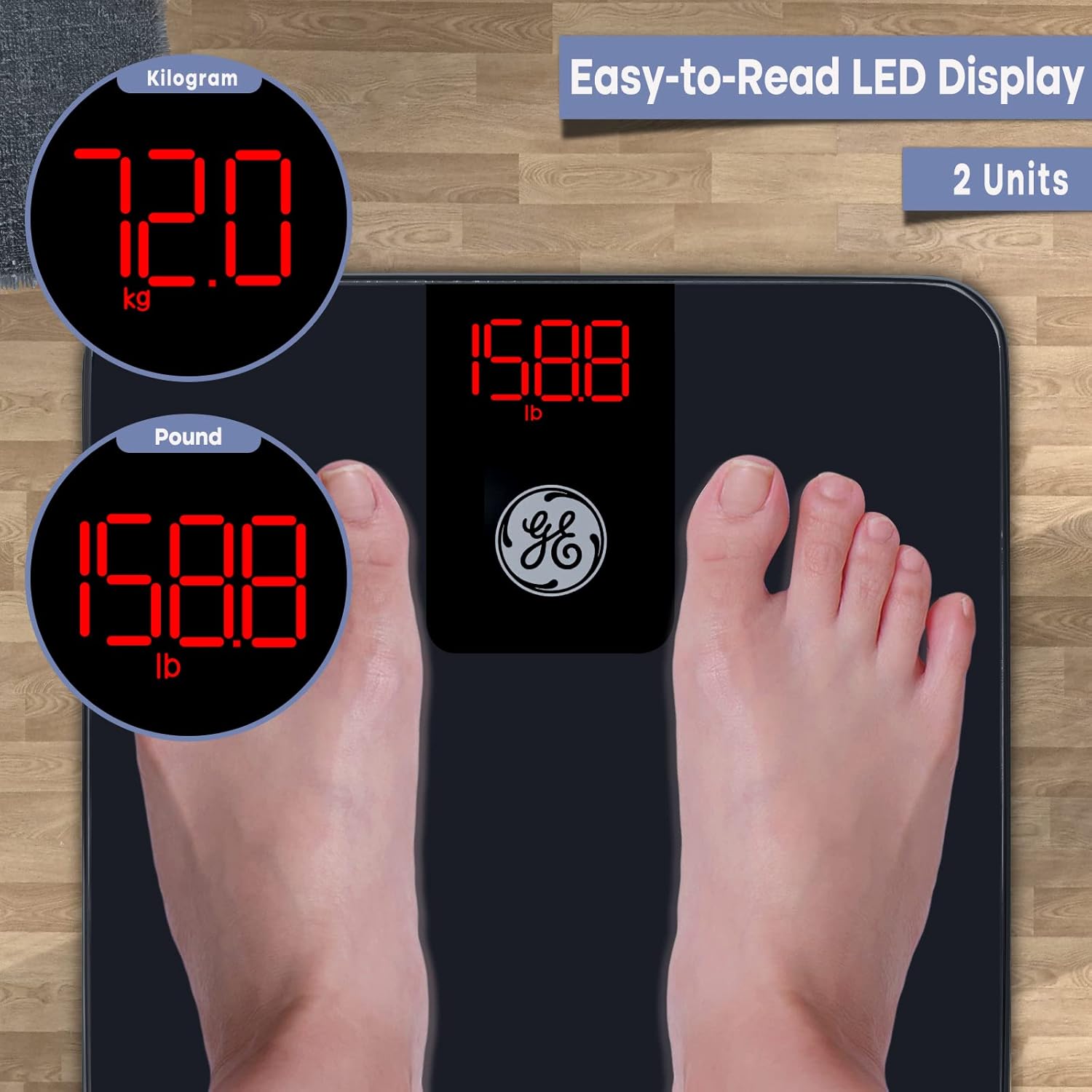GE Digital Bathroom Scale for Weight, Smart Bluetooth Body Weight and 