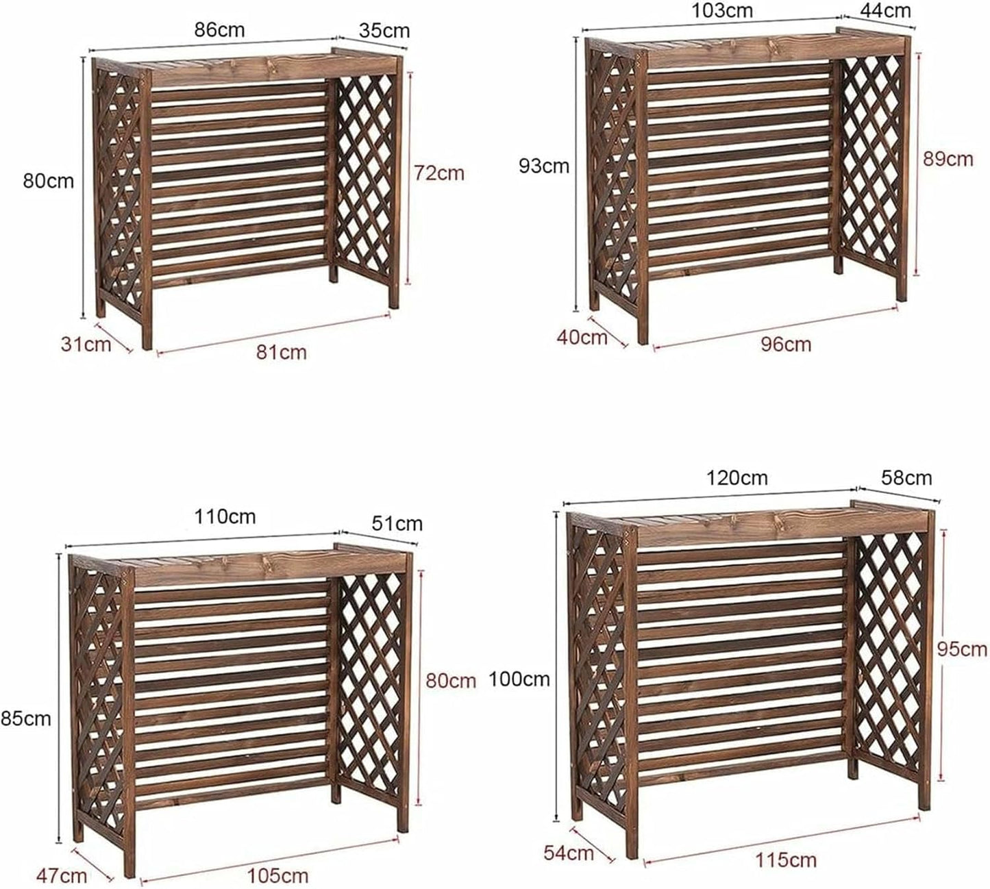 Wooden Air Conditioner Fence Screen,Wooden Air Conditioning Cover,Outdoor Plant Display Rack,Flower Stand Louvered,Top Deepened Planter for Outside Units/Hide Air Con (Size : 120x58x100cm)
