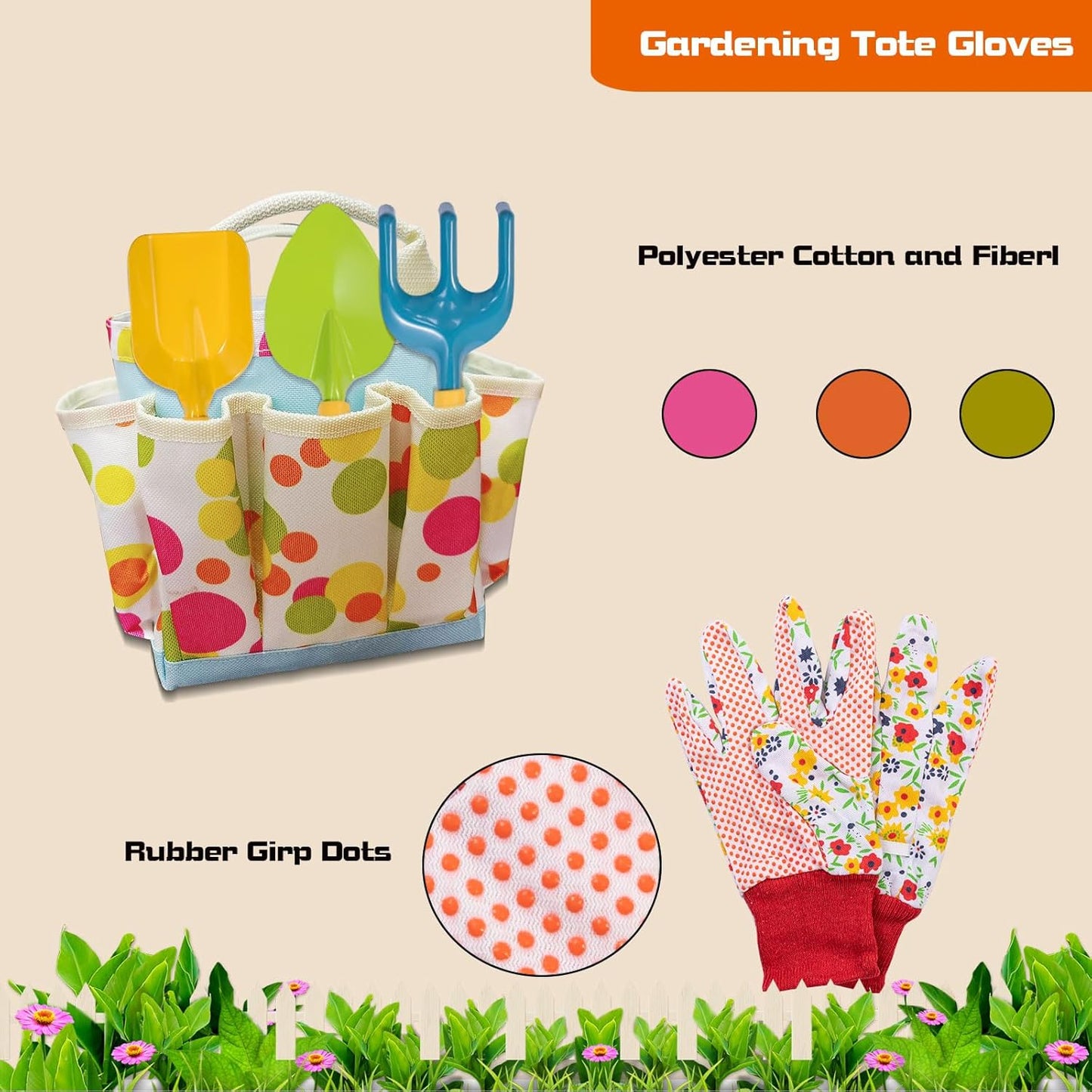 Kids Gardening Set, Kids Gardening Tools with Watering Can, Shovel, Ra