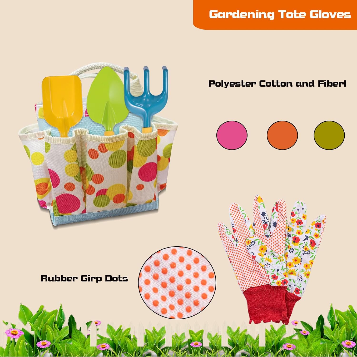 Kids Gardening Set, Kids Gardening Tools with Watering Can, Shovel, Ra