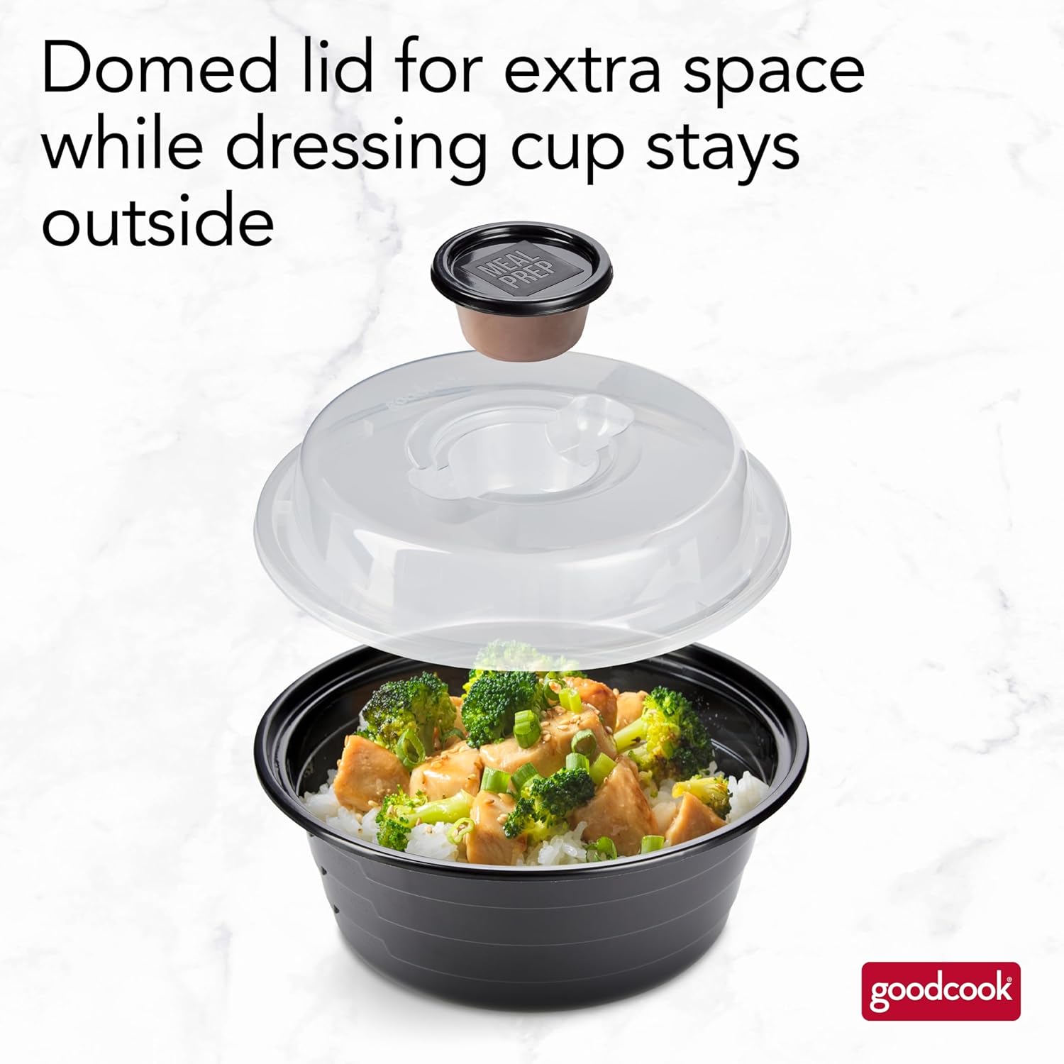 GoodCook 4-Cup Meal Prep Bowls Set with Lids and Dressing Cup, Microwa