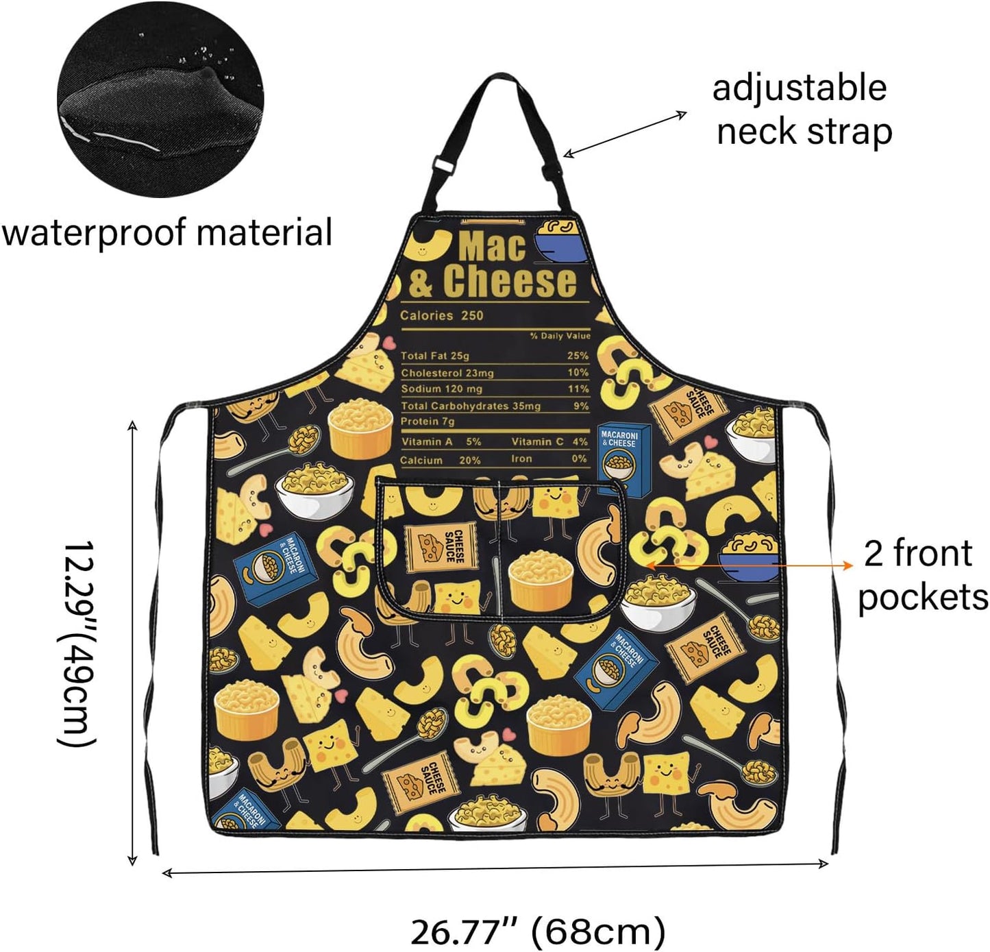 WCGXKO Mac & Cheese Kitchen Apron Macaroni And Cheese Gift Food Themed