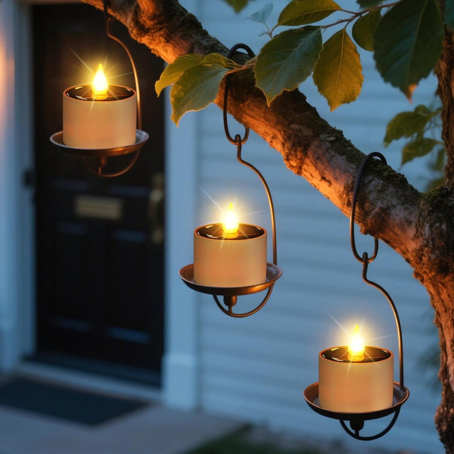 Solar Tea Lights Outdoor - 8 Pack Waterproof Rechargeable Dusk to Dawn Outdoor Lighting Flameless Flicker Reusable LED Solar Candles for Lanterns Camping Garden Home Decorations, 2.3''x2.1''