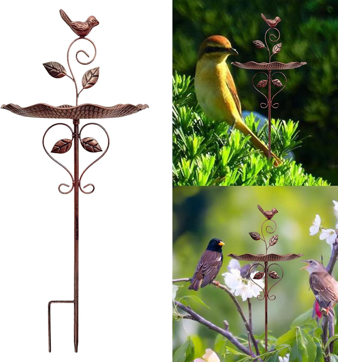 Vintage Metal Dual-Purpose Planter & Bird Feeder with Drainage Holes, Rust-Resistant Outdoor Decor for Balcony, Garden, Patio Vintage Iron Bird Feeder Planter