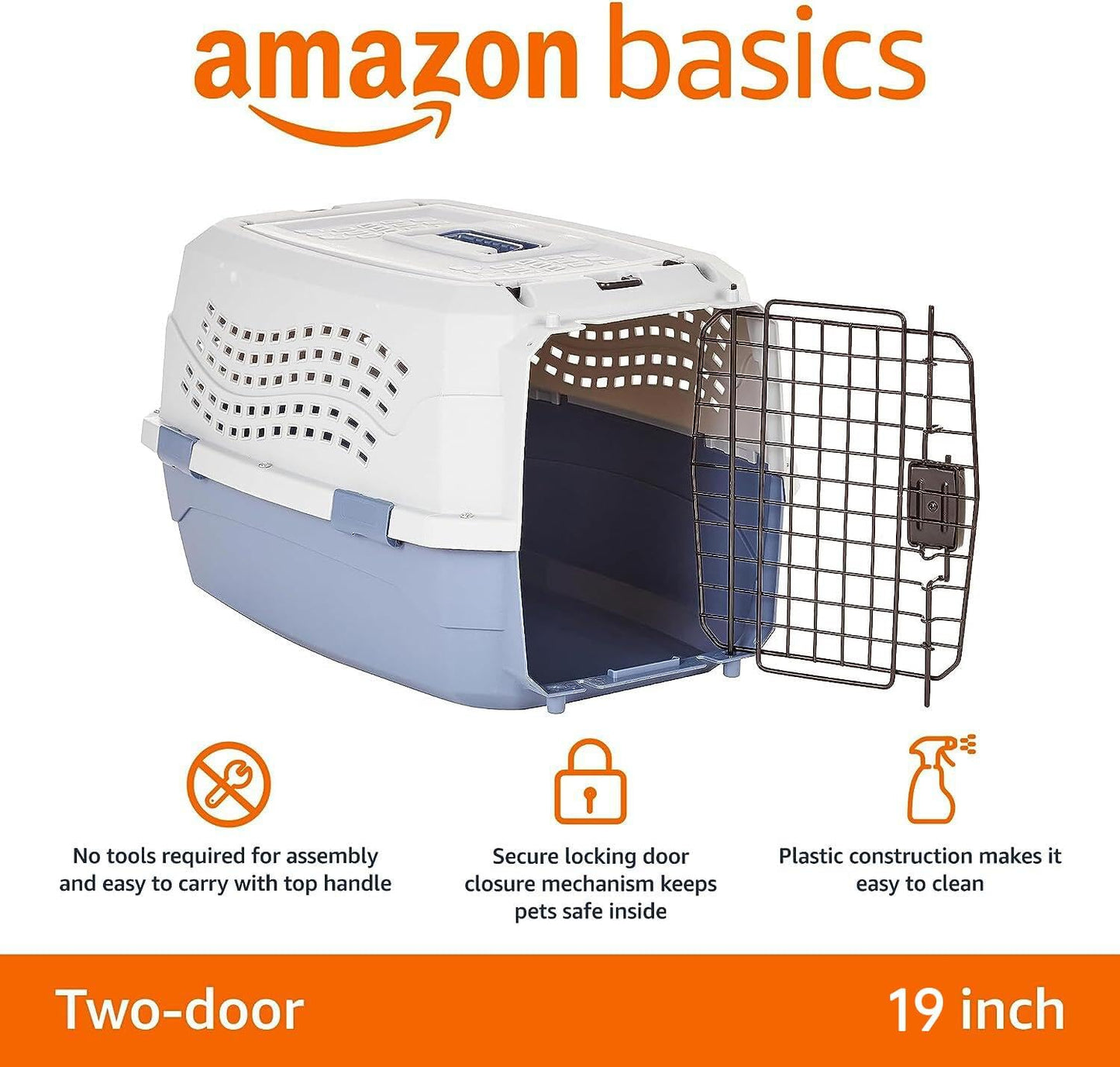 Amazon Basics 2-Door Top-Load Hard-Sided Pet Travel Carrier for Cats a