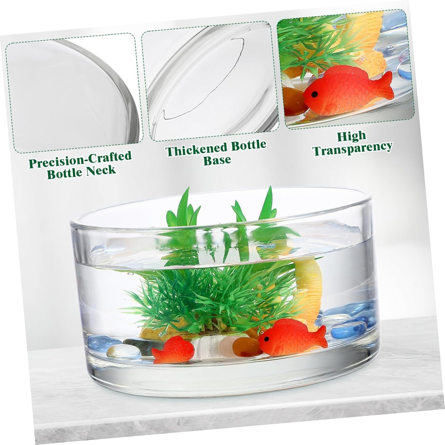 Milisten Glass Flower Vase for Home Decor Multipurpose Round Aquarium 
