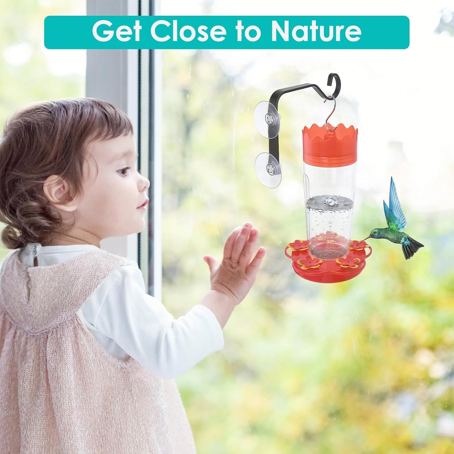 2 Pcs Heavy-Duty Window Suction Cup with Hanger, Window Mounted Wildlife, Hummingbird, Bird Feeders, Decorative Birdhouses, Wind Chimes & Plants, Strong Load-Bearing Hanging Hook