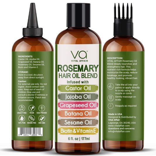 VITAL AFFAIR Blend Of Pure Rosemary Oil For Hair Growth With Castor, B