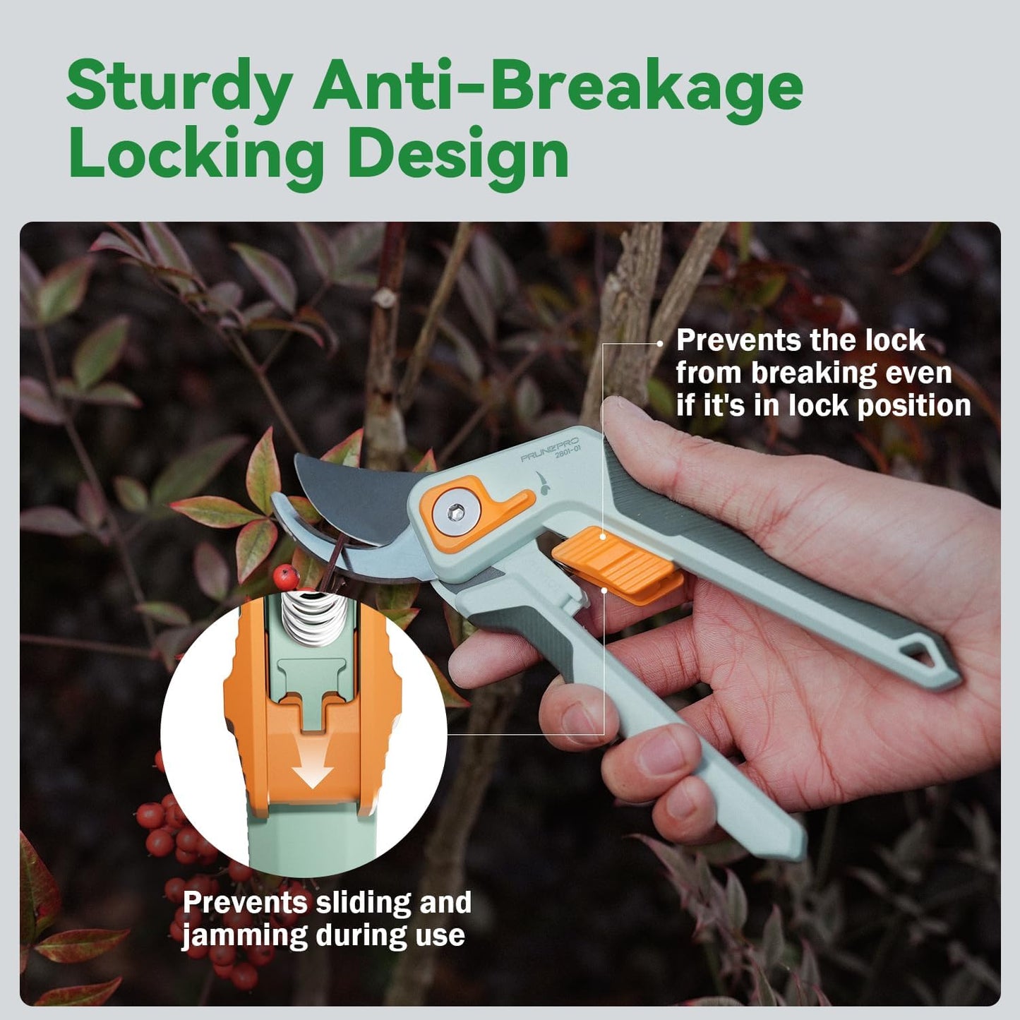 PrunePro Pruning Shears for Gardening Professional Bypass Hand Pruner 
