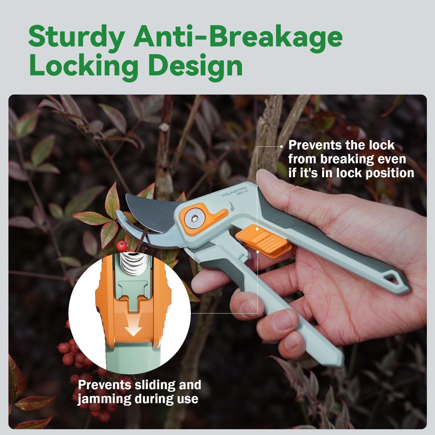 PrunePro Pruning Shears for Gardening Professional Bypass Hand Pruner 