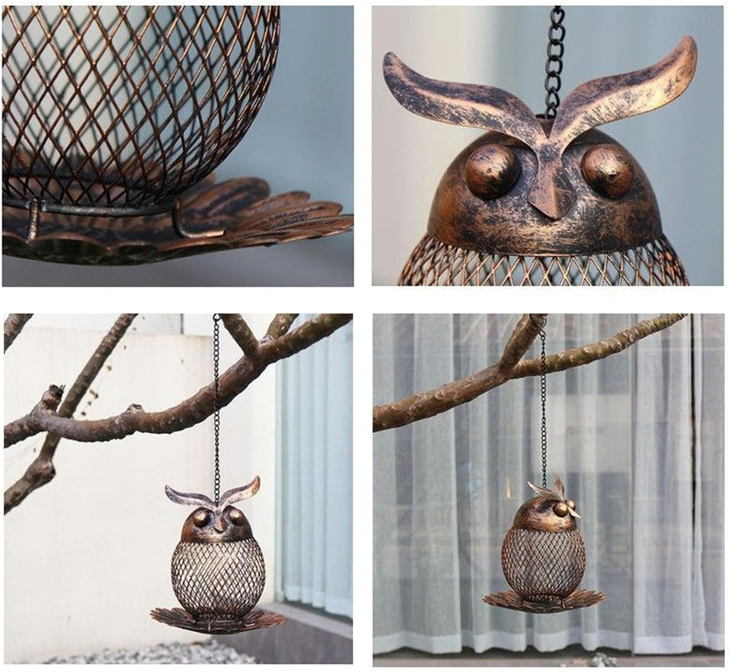 Wild Bird Feeders, Adorable Metal Vintage, Squirrel Proof Owl-Shaped L