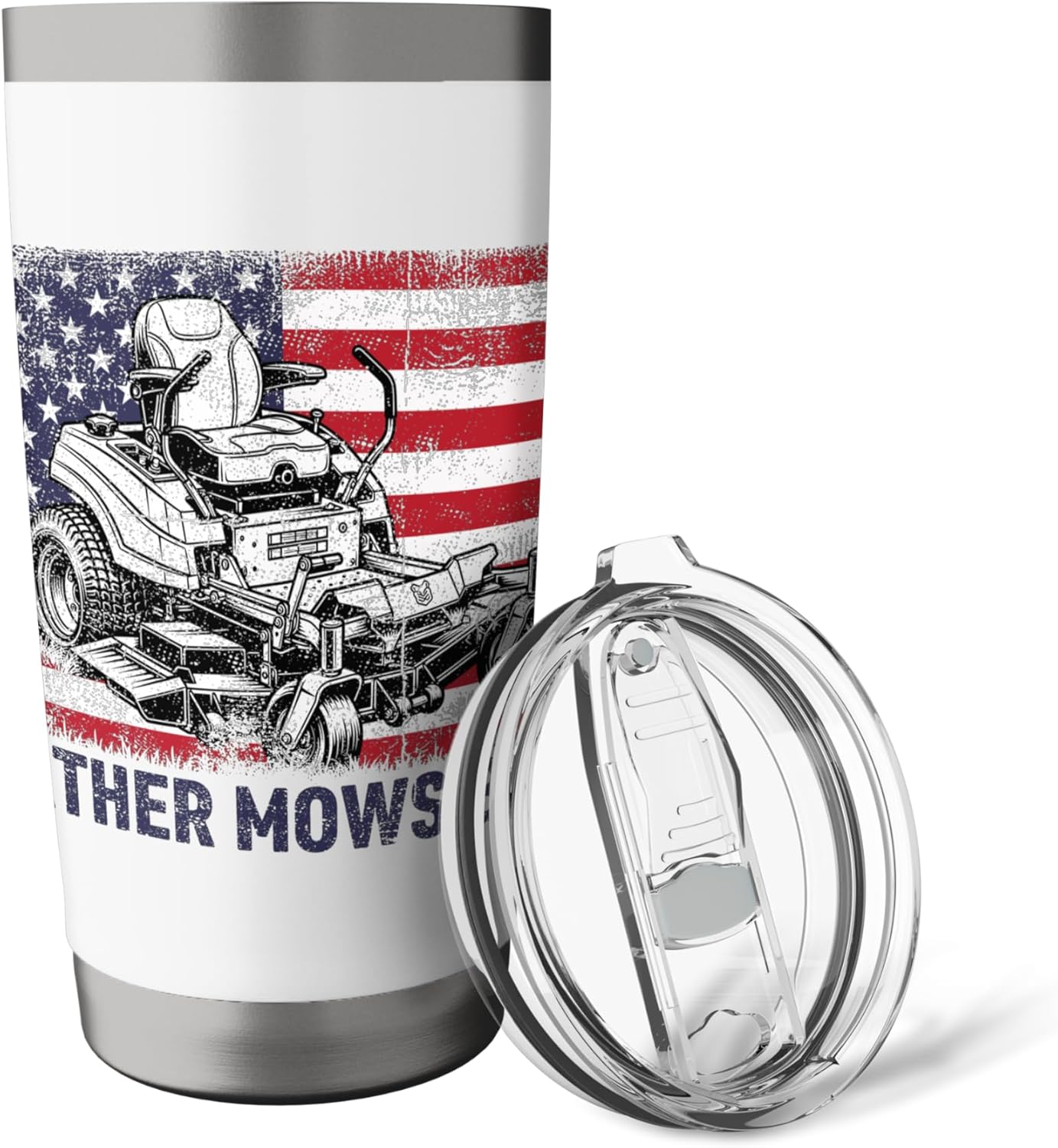 Father Mows Best American Flag Lawn Mower Dad Stainless Steel Insulated Tumbler