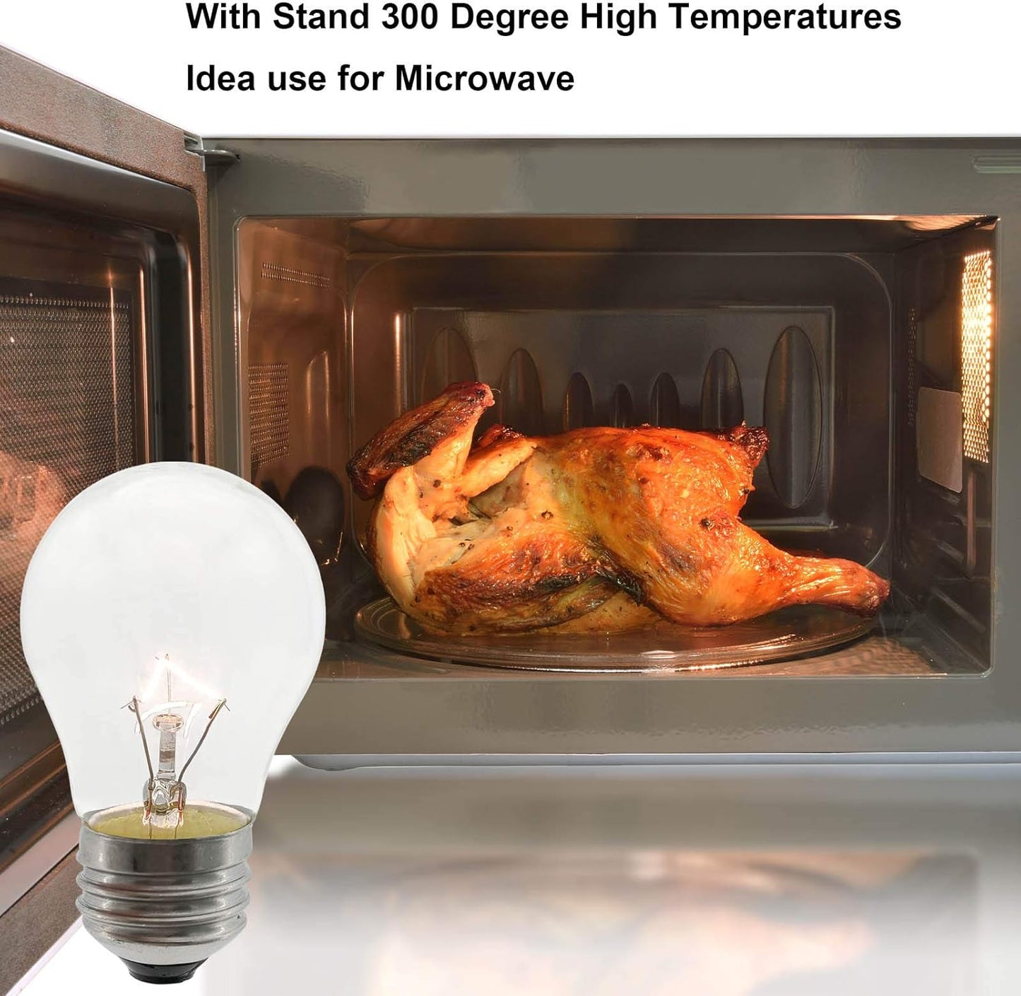Oven Light Bulb 40 Watt Appliance Light Bulb, High Temperature 300 Degree Resistant Appliance Bulb for Oven, Stove, Refrigerator, Microwave E26 Medium Base, A15 2-Pack