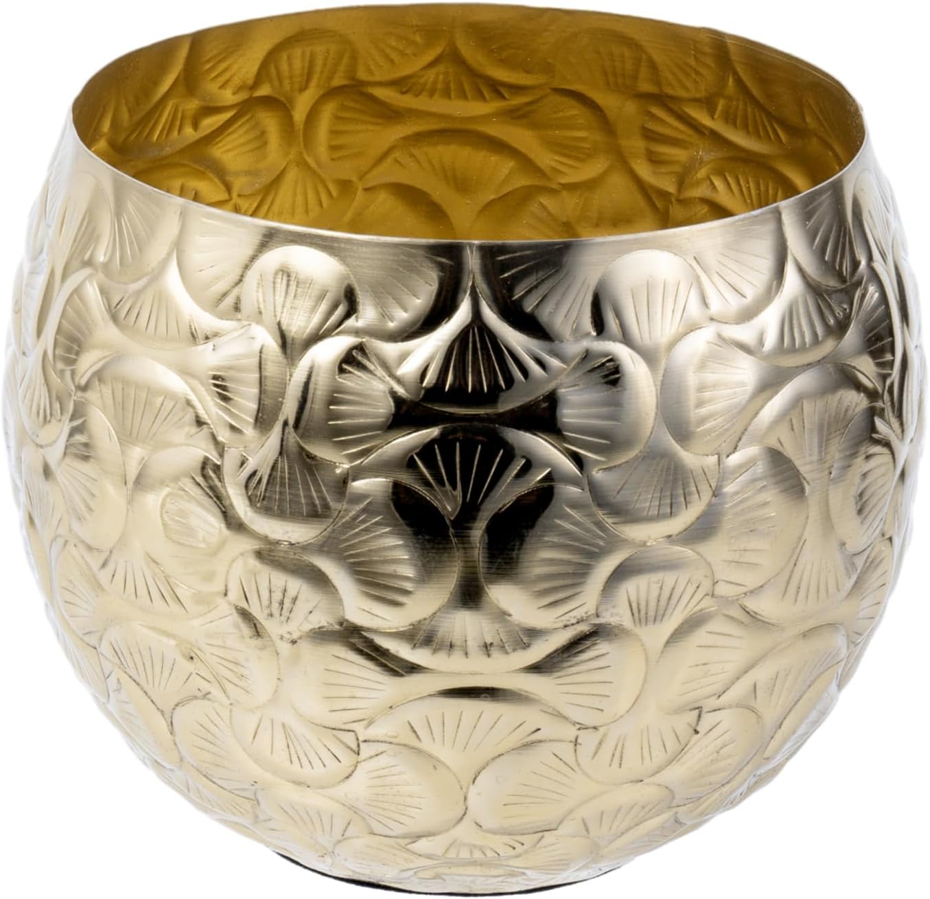 MyGift 5.5 inch Vintage Style Brass Tone Metal Embossed Ginkgo Leaf De